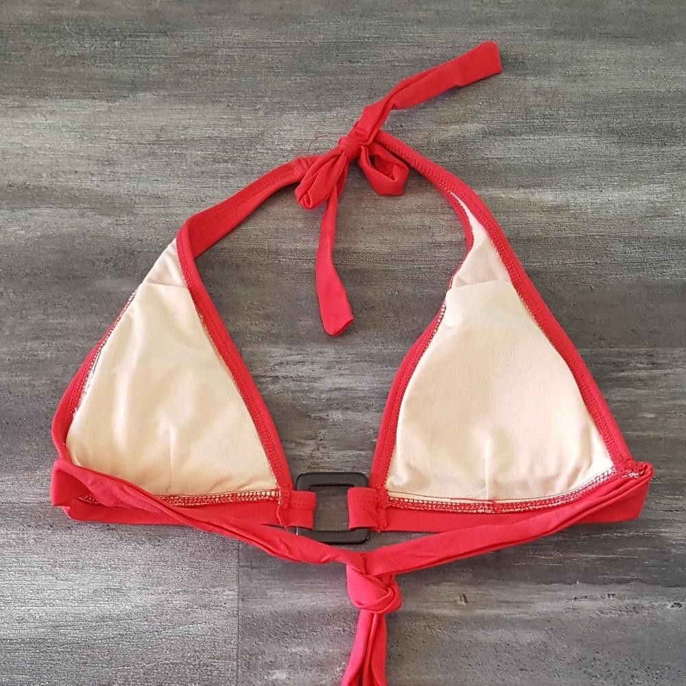 Designer Red Square Detailed Bikini Top Size ONE SIZE - 2 Thumbnail