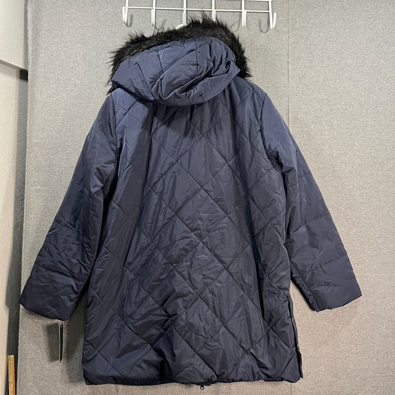 Other Nuage Faux Fur Lined Quilted Parka Navy Womens Jecket Size L / US 10 / IT 46 - 2 Thumbnail
