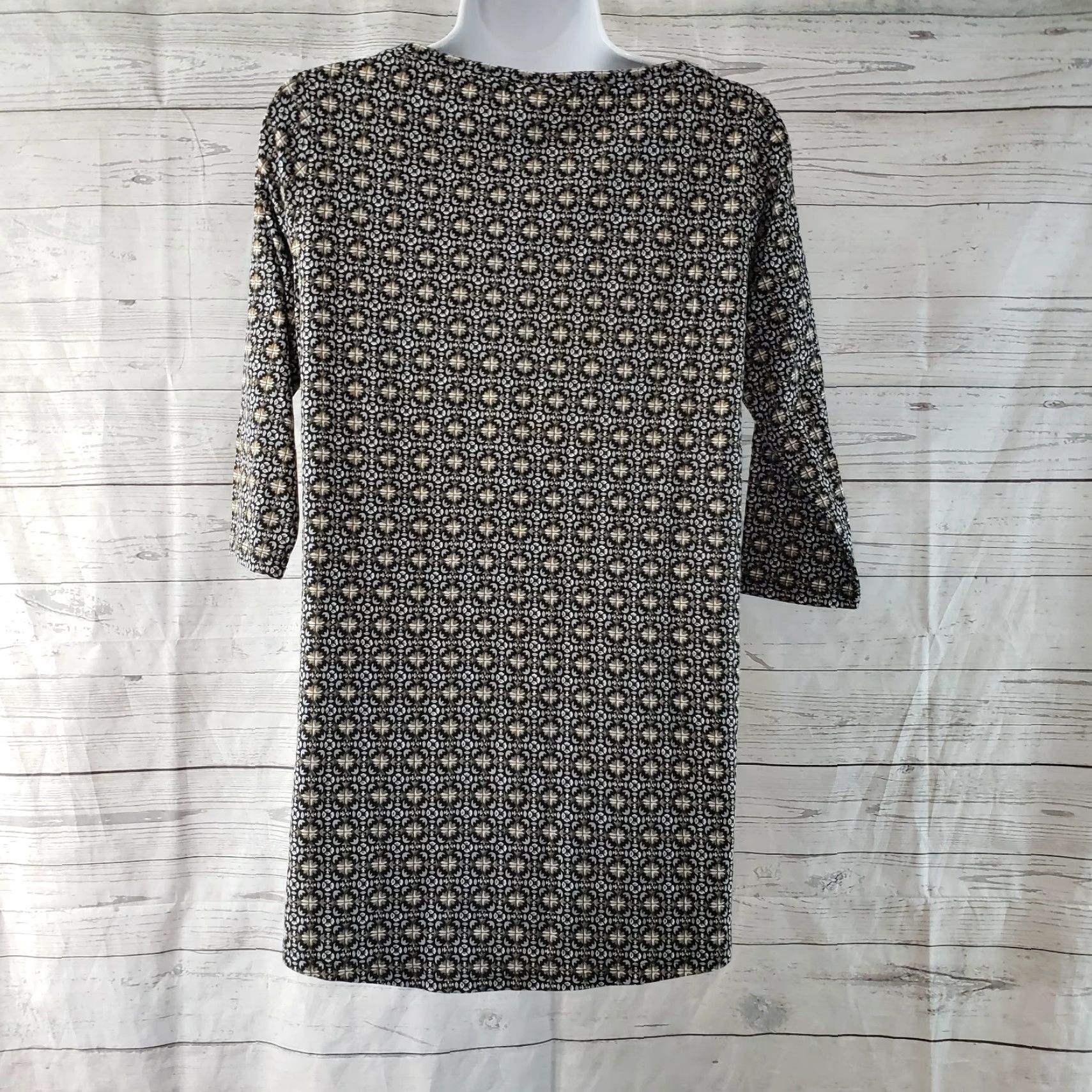 J. Jill J Jill Womens Blouse XS Floral Printed Top Blue Tan Pima Cotton Half Sleeves 95% Pima Cotton 5% Spandex Mens Womens Girls Boys Size XS / US 0-2 / IT 36-38 - 4 Thumbnail