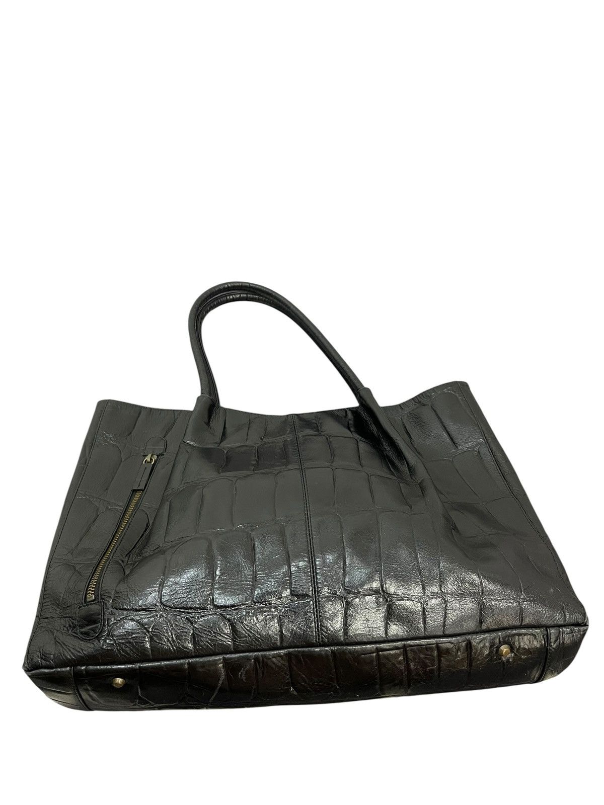 Genuine Leather Crocodile Embossed Leather Unknown Tote Shoulder Bag 7🟩 Size ONE SIZE - 5 Thumbnail