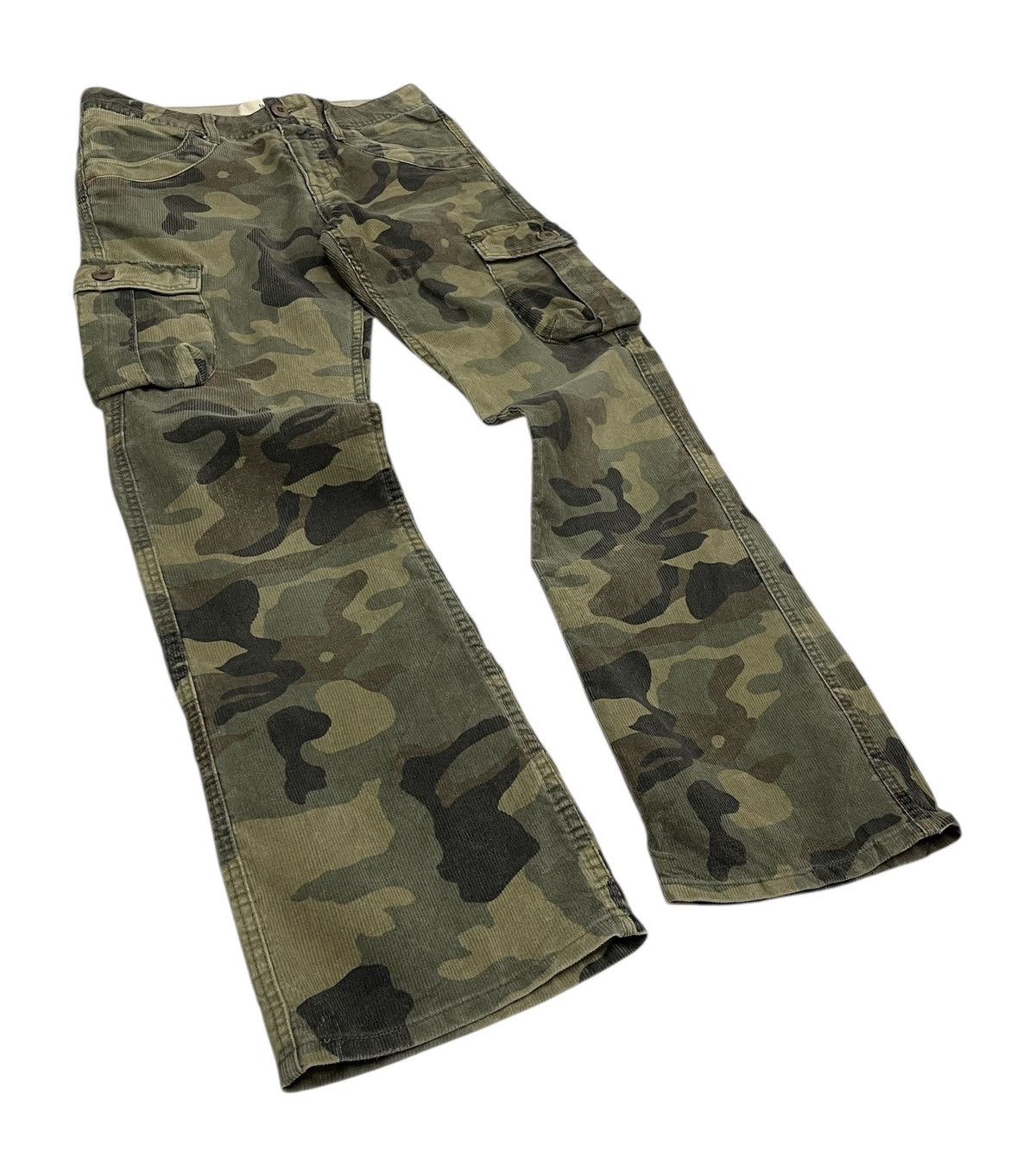 Japanese Brand A:R Japan Camouflage Corduroy Flare Jeans Travisscott Style Size US 29 - 3 Thumbnail