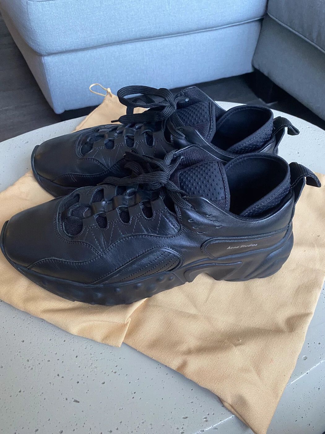 Acne Studios ACNE STUDIOS ROCKAWAY LEATHER BLACK US 12 EUR 45 Size US 12 / EU 45 - 2 Thumbnail