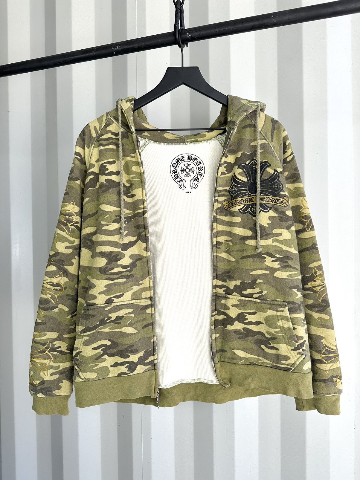 image of Chrome Hearts x Vintage Thermal Camo Zip Hoodie, Men's (Size Small)