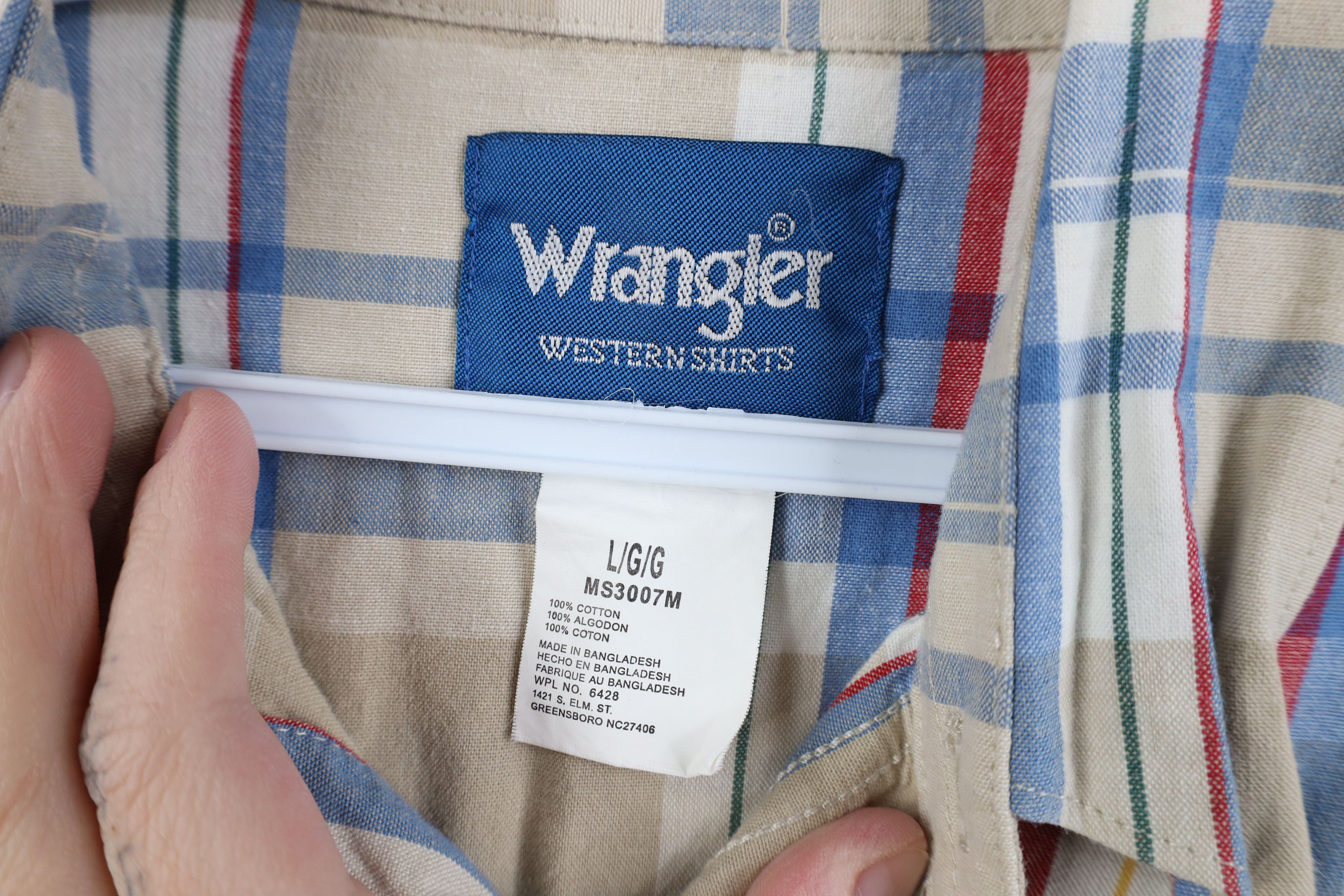 Wrangler Vintage 90s Wrangler Cowboy Snap Button Collared Shirt Plaid Size US L / EU 52-54 / 3 - 8 Thumbnail