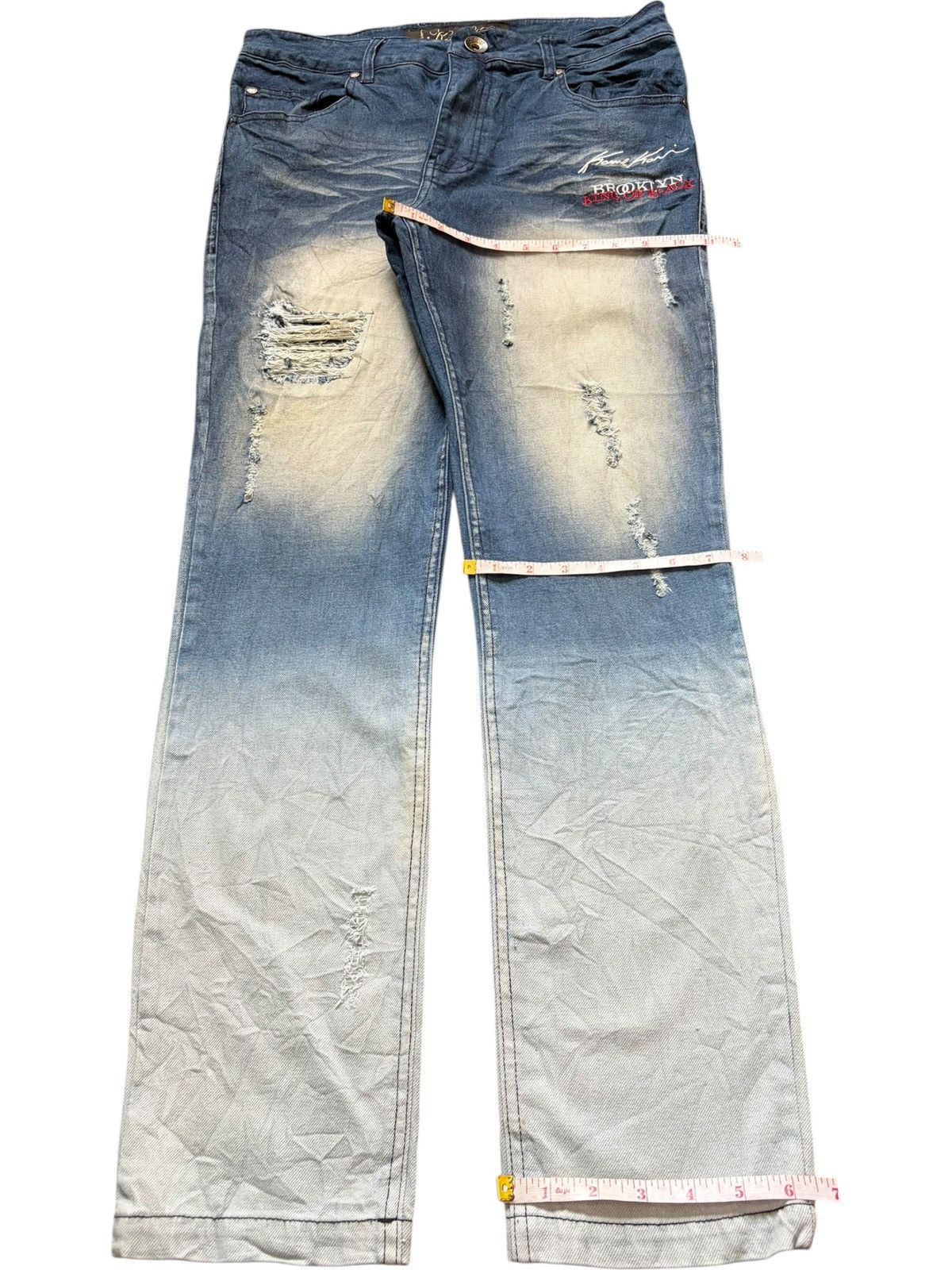 Karl Kani Vintage / Y2K Karl Kani Faded Wash Distress Jeans Size US 32 / EU 48 - 8 Thumbnail