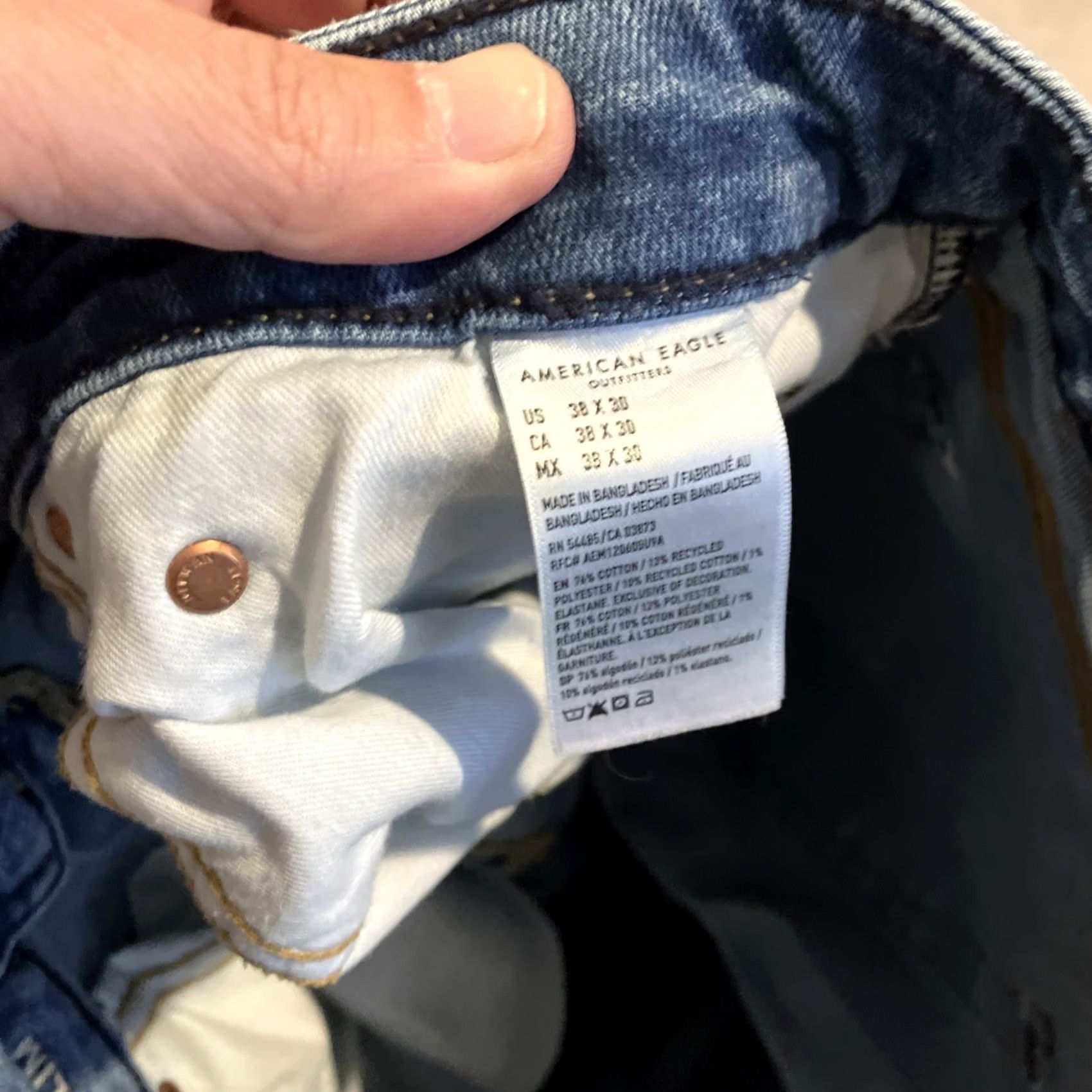 American Eagle Outfitters American Eagle Jeans - Blue Flex Slim Fit Jeans - Men's 40x28 Inseam | Slim, White, 40 Waist, Regular Size - 40, 28 Inseam, Men Size US 40 / EU 56 - 4 Thumbnail