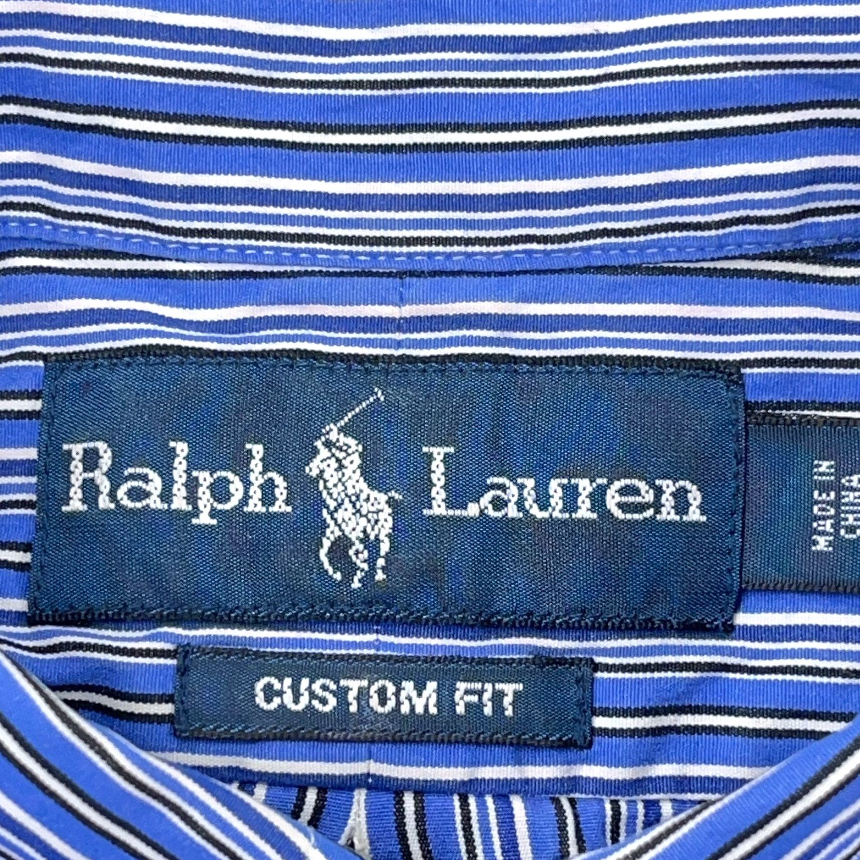 Ralph Lauren Ralph Lauren Shirt Men Large Blue Custom Fit Button Up Striped Poplin Dress A83 Size 42R - 3 Thumbnail