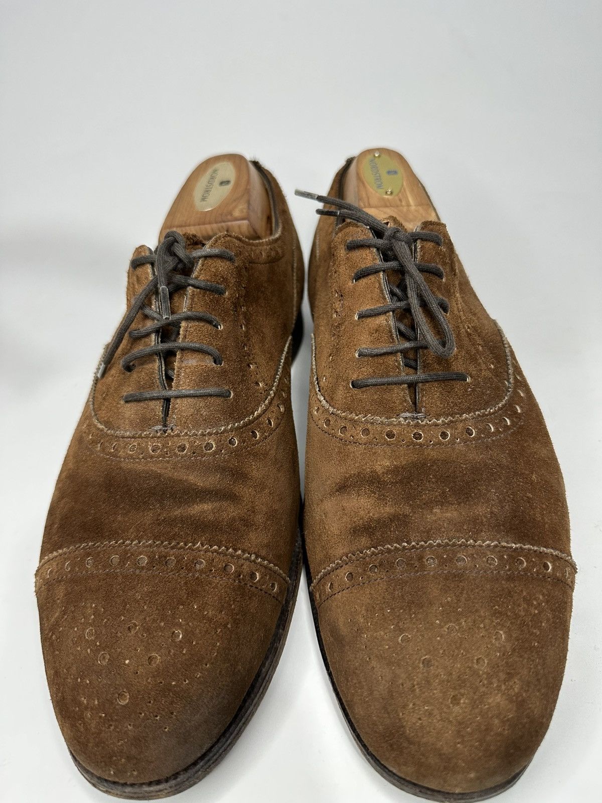 Edward Green Edward Green Brown Suede Oxford Brogue Lace Up Loafers Size US 7 / EU 40 - 2 Thumbnail