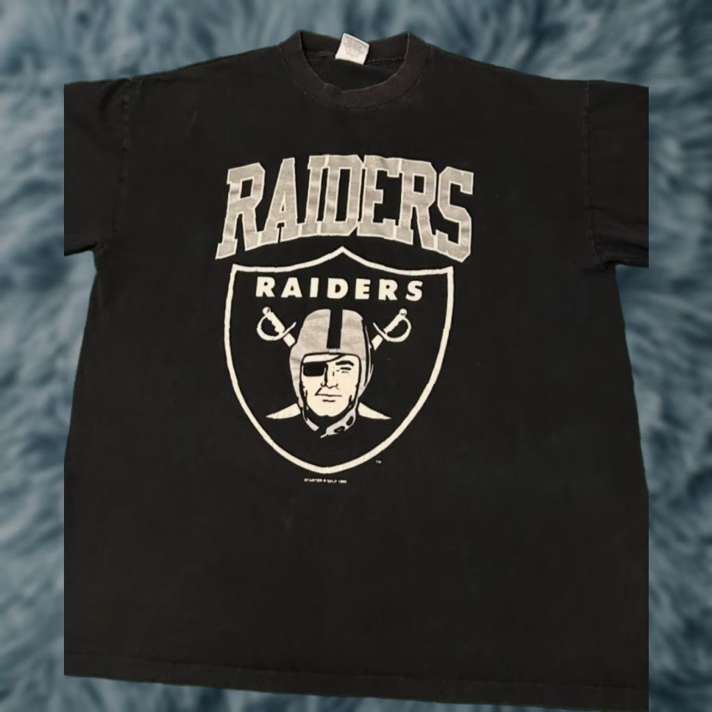 VINTAGE Los Angeles Raiders Starter Big Logo 1990 VTG Shirt XL Mens Hip Hop 90s Black T-Shirt