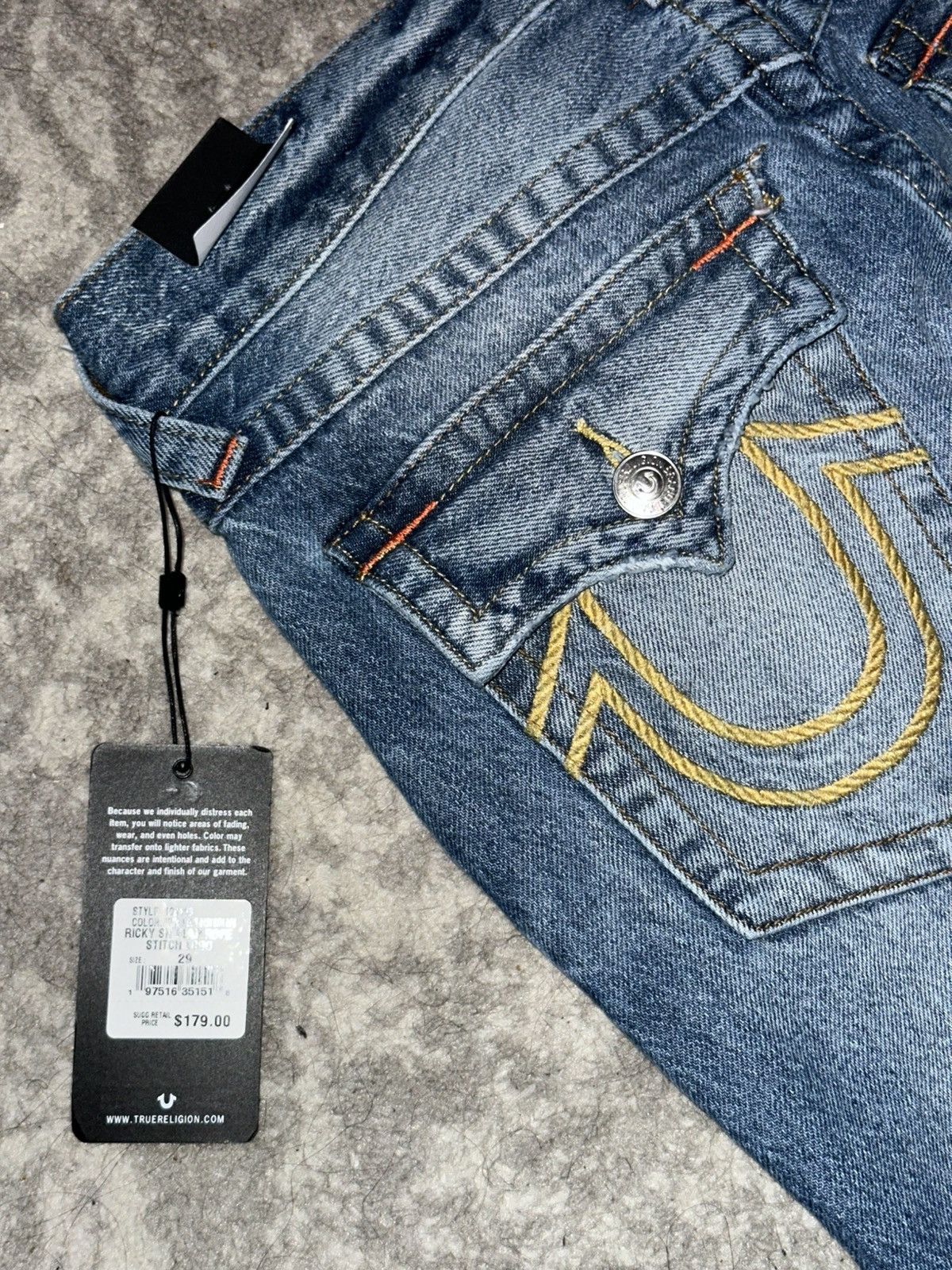True Religion RICKY ROPE STITCH DISTRESSED JEAN Size US 29 - 3 Thumbnail