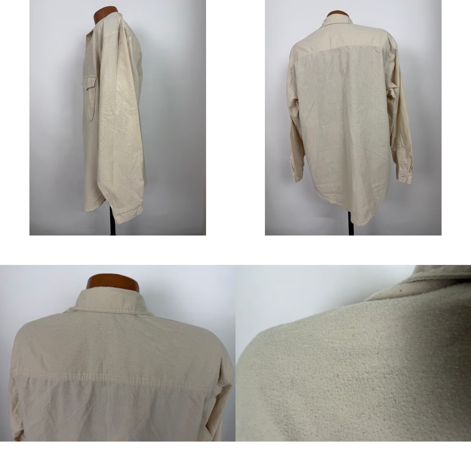 Bugle Boy VINTAGE Bugle Boy Flannel Shirt Mens Large Ivory Lightweight 90s Outdoors Button-Up Long Sleeve Size US L / EU 52-54 / 3 - 8 Thumbnail