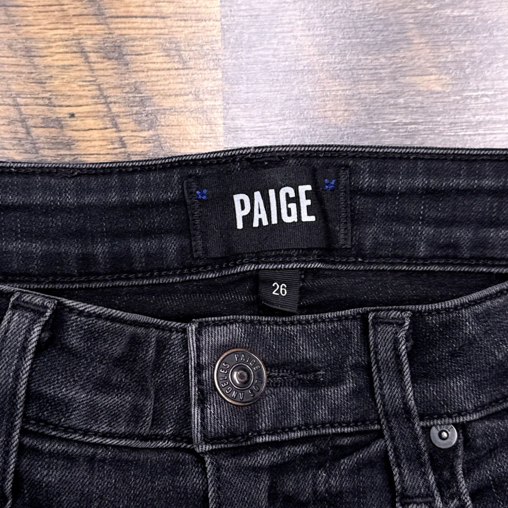 Paige Paige Jeans Slim Womens 26 Black High Rise Stretch Denim 5-Pocket Logo Straight City Vintage: No Mens Womens Size 26" / US 2 / IT 38 - 4 Thumbnail