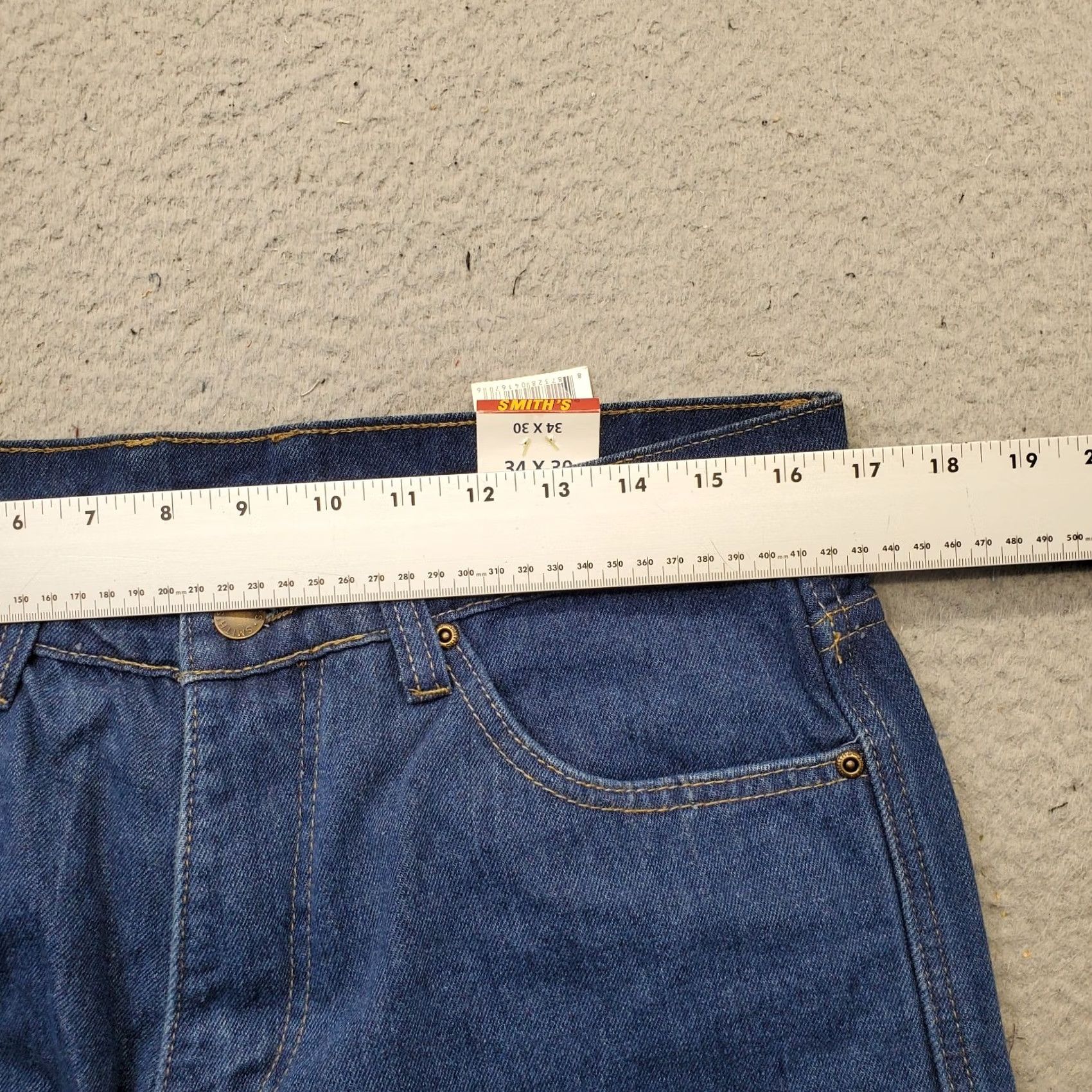 Vintage Smith’s Workwear Jeans Mens 34x30 Blue Denim Flannel Lined Grunge Straight Leg Shirt? Size US 34 / EU 50 - 6 Thumbnail