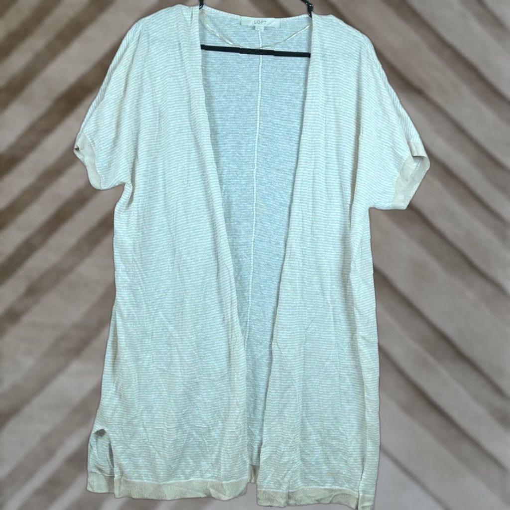 Loft VINTAGE Loft Womens Cardigan Sweater Tan Open Front Short Sleeve Linen Blend M Size M / US 6-8 / IT 42-44 - 1 Thumbnail