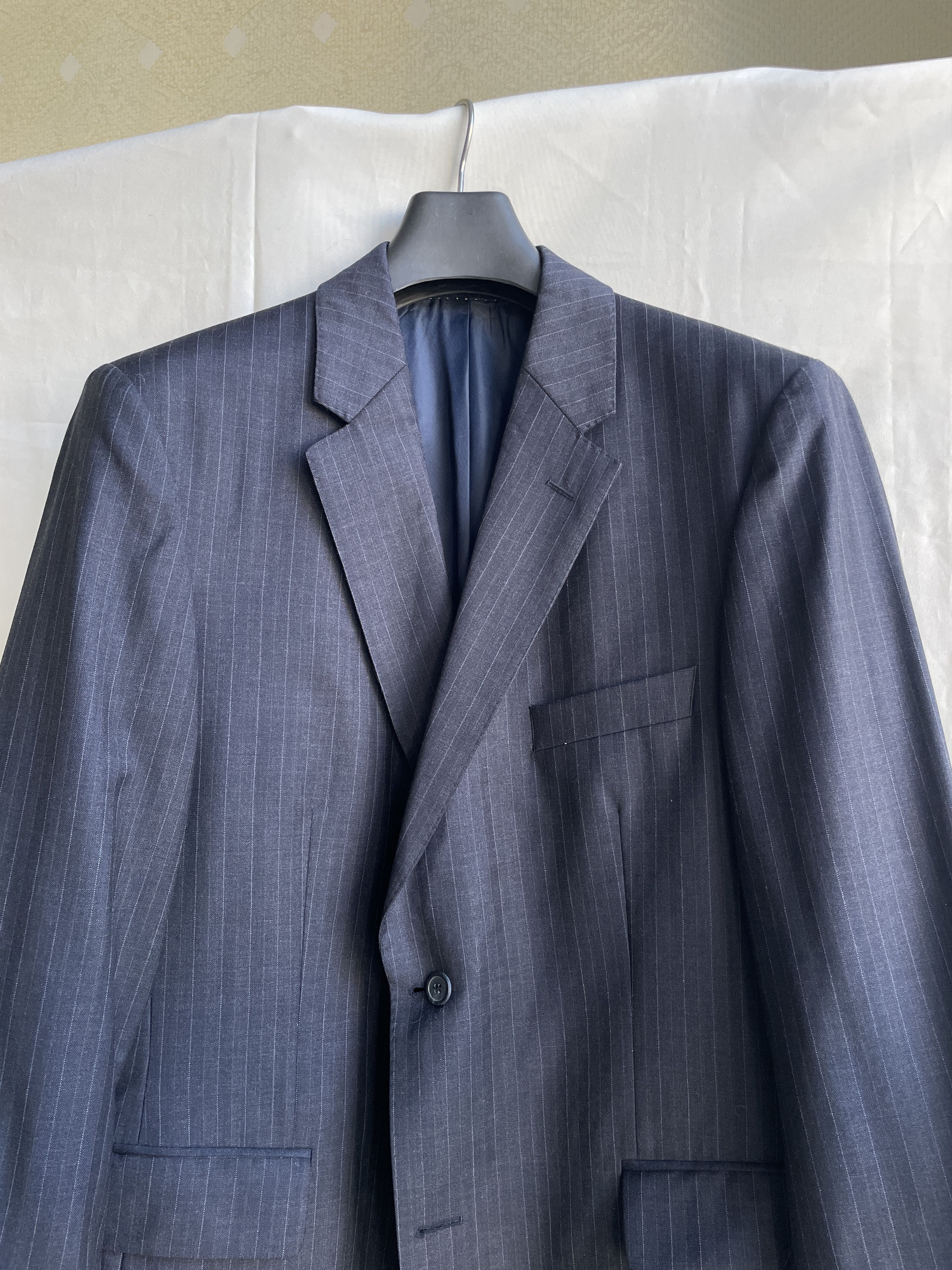 Burberry Burberry K-Knopf Striped Navy Wool Suit Jacket Blazer Size 44R - 4 Thumbnail