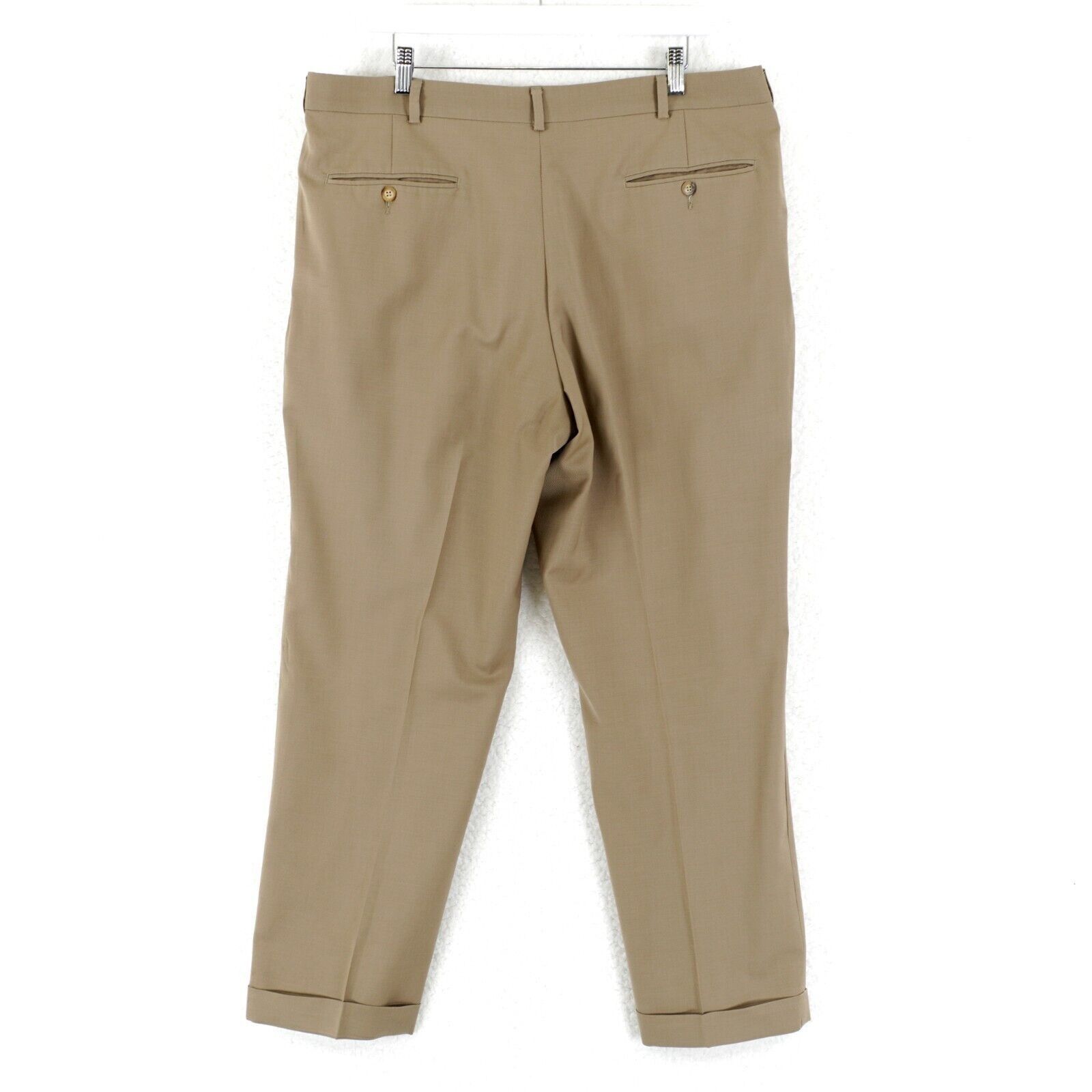 Grant Thomas Grant Thomas Tan Wool Pleated Cuffed Mid Rise Dress Pants 38 Size 38R - 6 Thumbnail