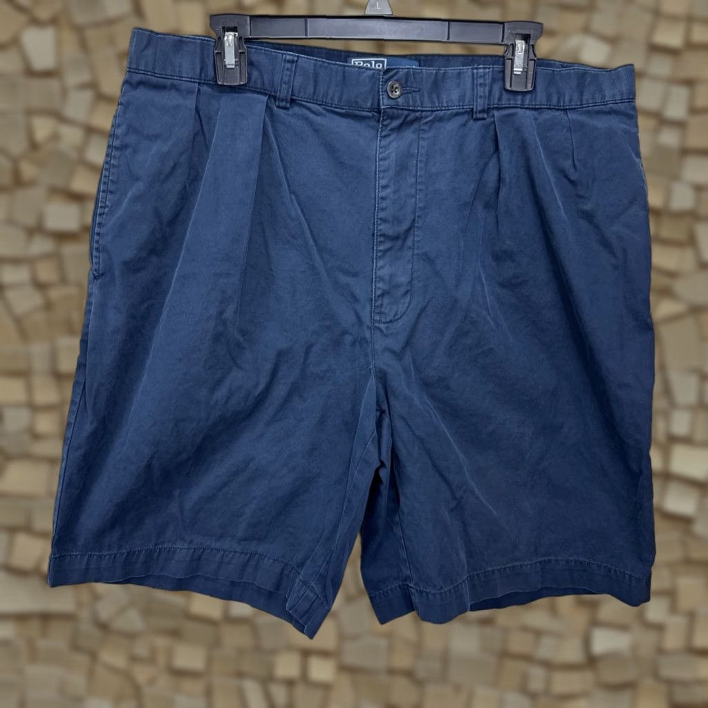 Polo Ralph Lauren VINTAGE Polo Ralph Lauren Men's Shorts Casual Chino 38 Navy Blue Pleated Front 5-Pocket Summer Fall Spring Size US M / EU 48-50 / 2 - 1 Thumbnail