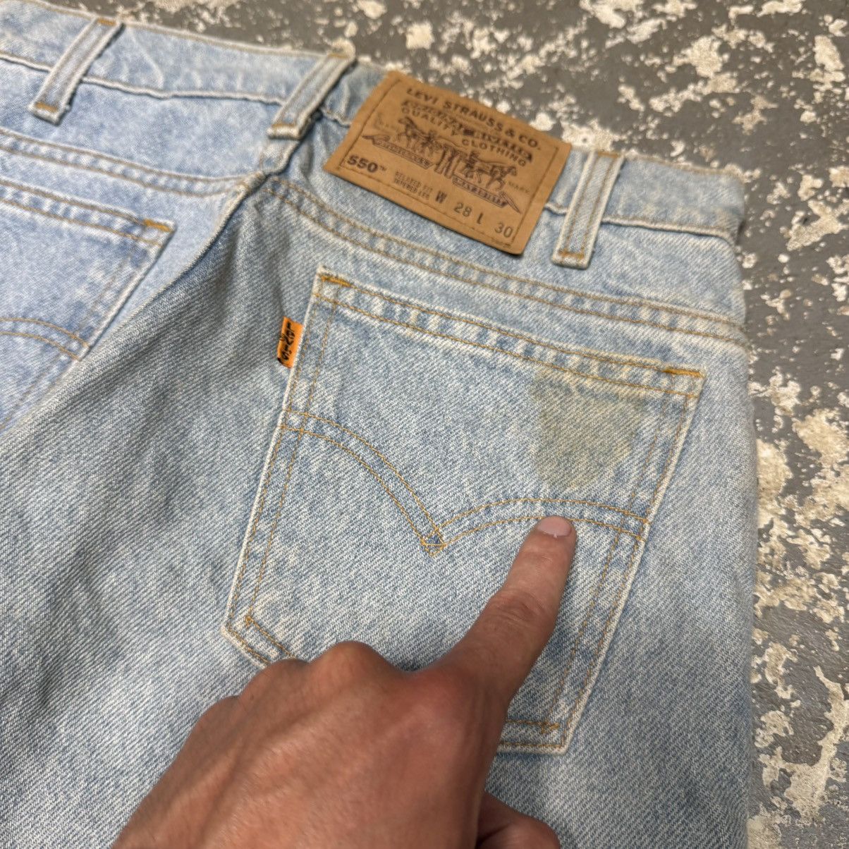 Levi's Vintage Levi’s 550 Light Wash Blue Denim Jeans USA NWOT Size US 27 - 14 Thumbnail
