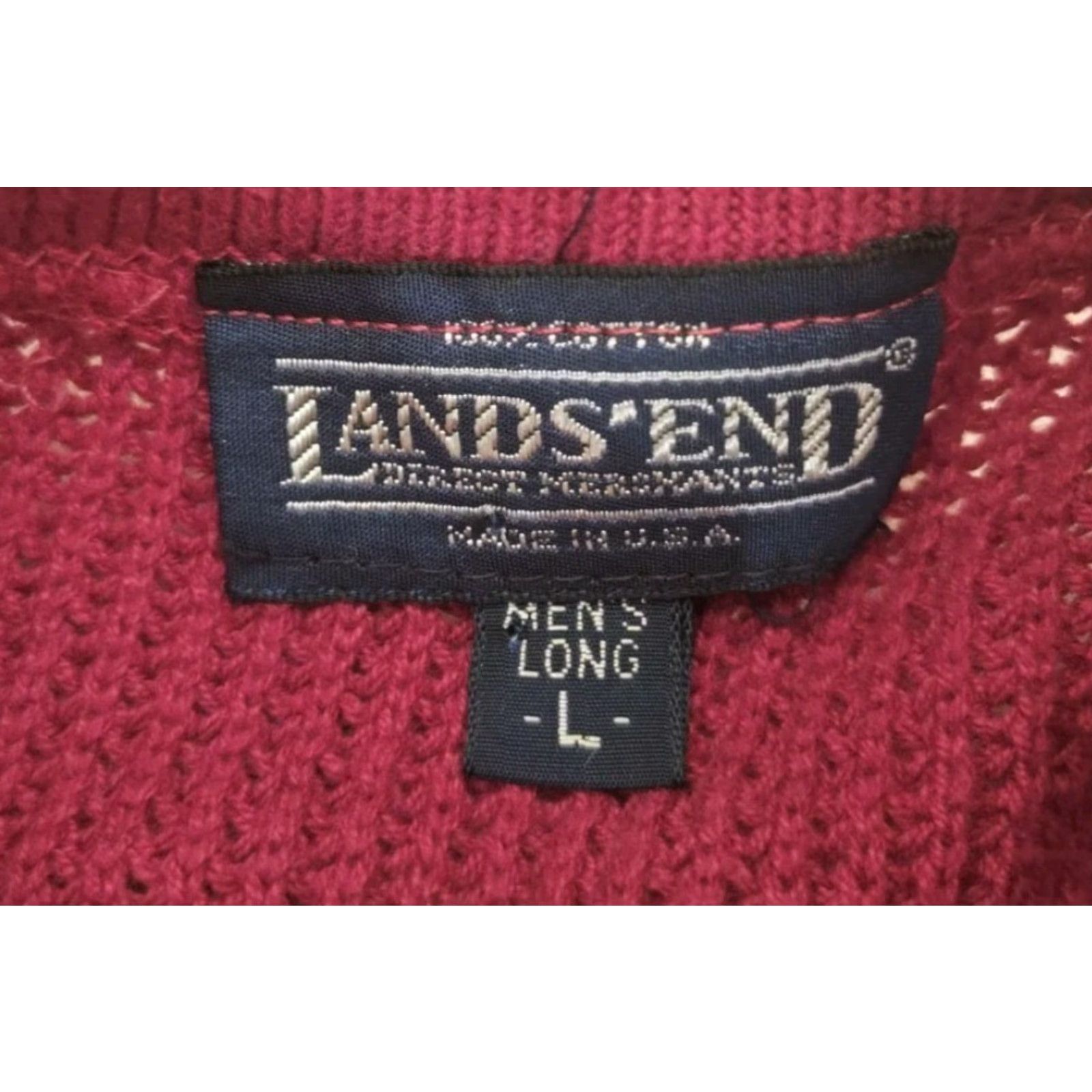 Lands' End VINTAGE Lands' End Sweater Mens Large Red Henley Ribbed 90s USA Size US L / EU 52-54 / 3 - 7 Thumbnail