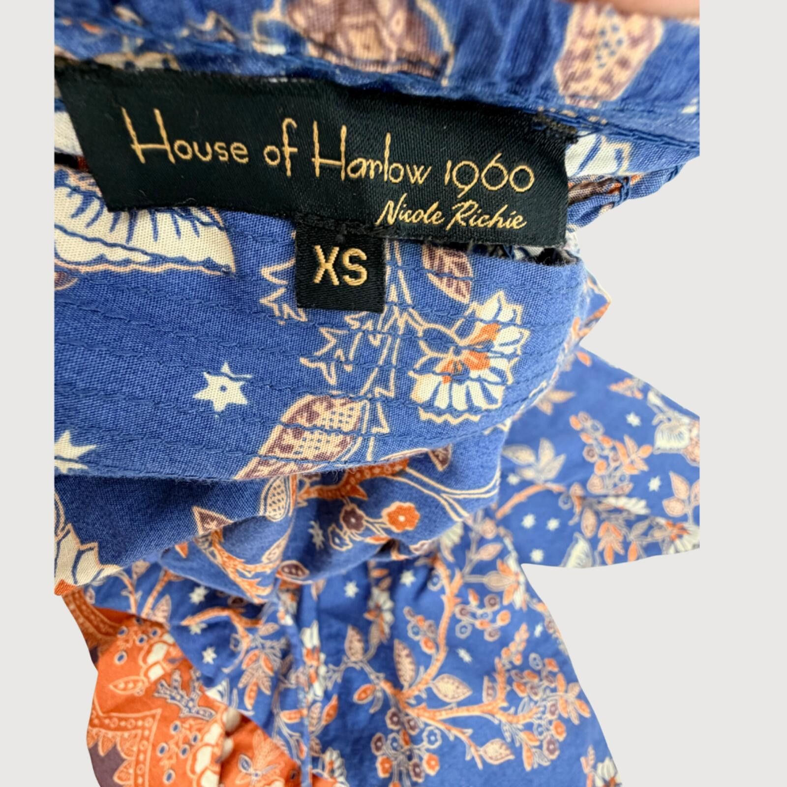 Other House of Harlow Floral Smocked Mini Dress Blue XS Size XS / US 0-2 / IT 36-38 - 4 Thumbnail