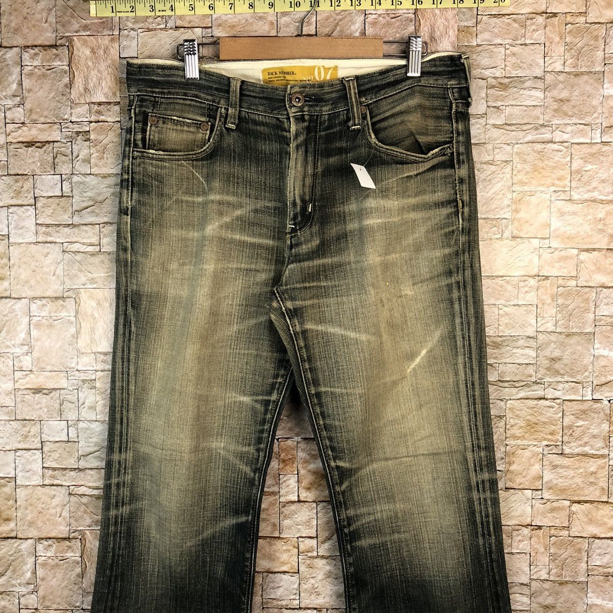 Japanese Brand Back Number Black faded vintage Denim Pants #A1009 Size US 31 - 5 Thumbnail