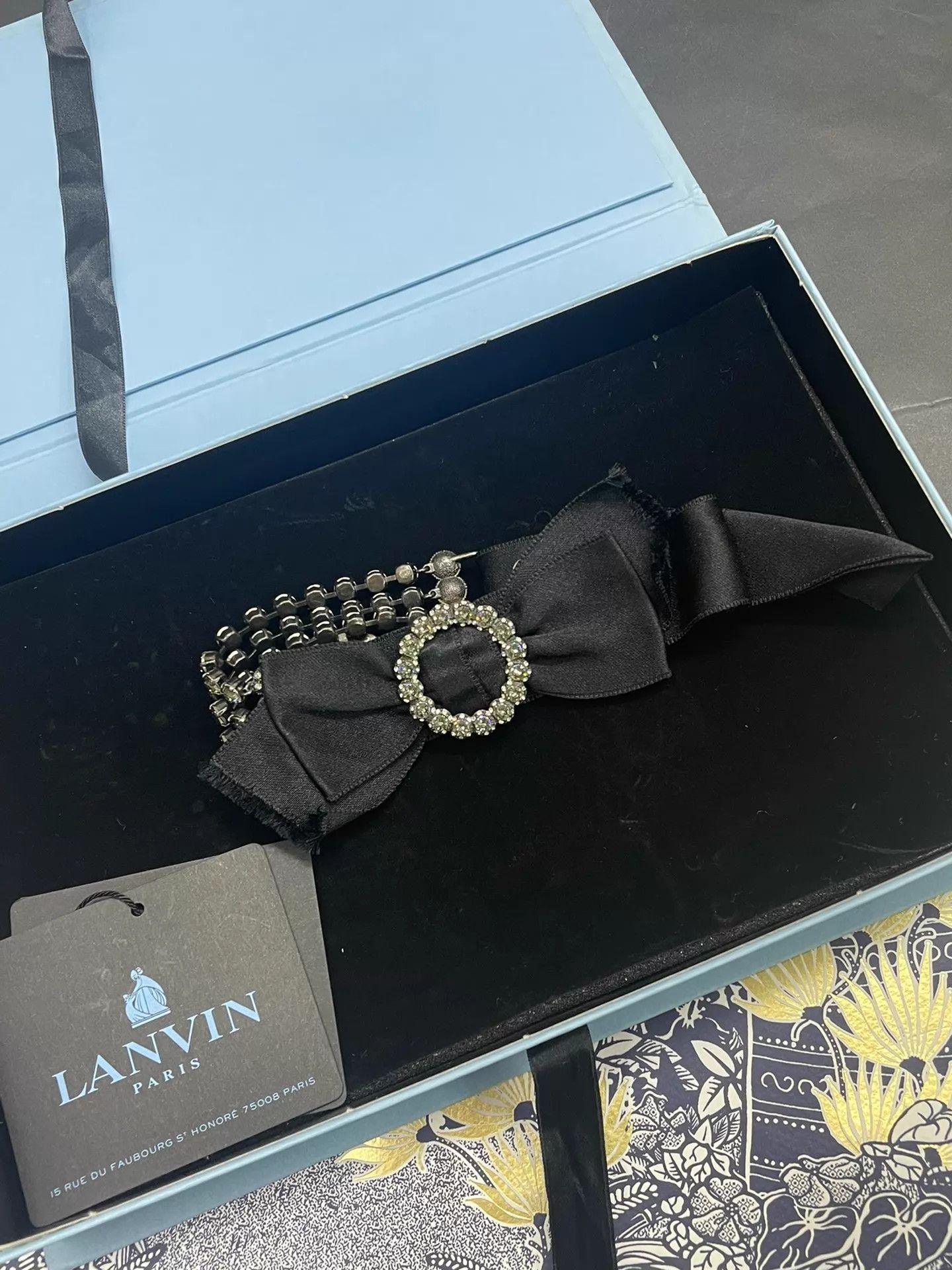 Lanvin Lanvin Black Bow Crystal Inlay Adjustable Necklace Size ONE SIZE - 1 Thumbnail