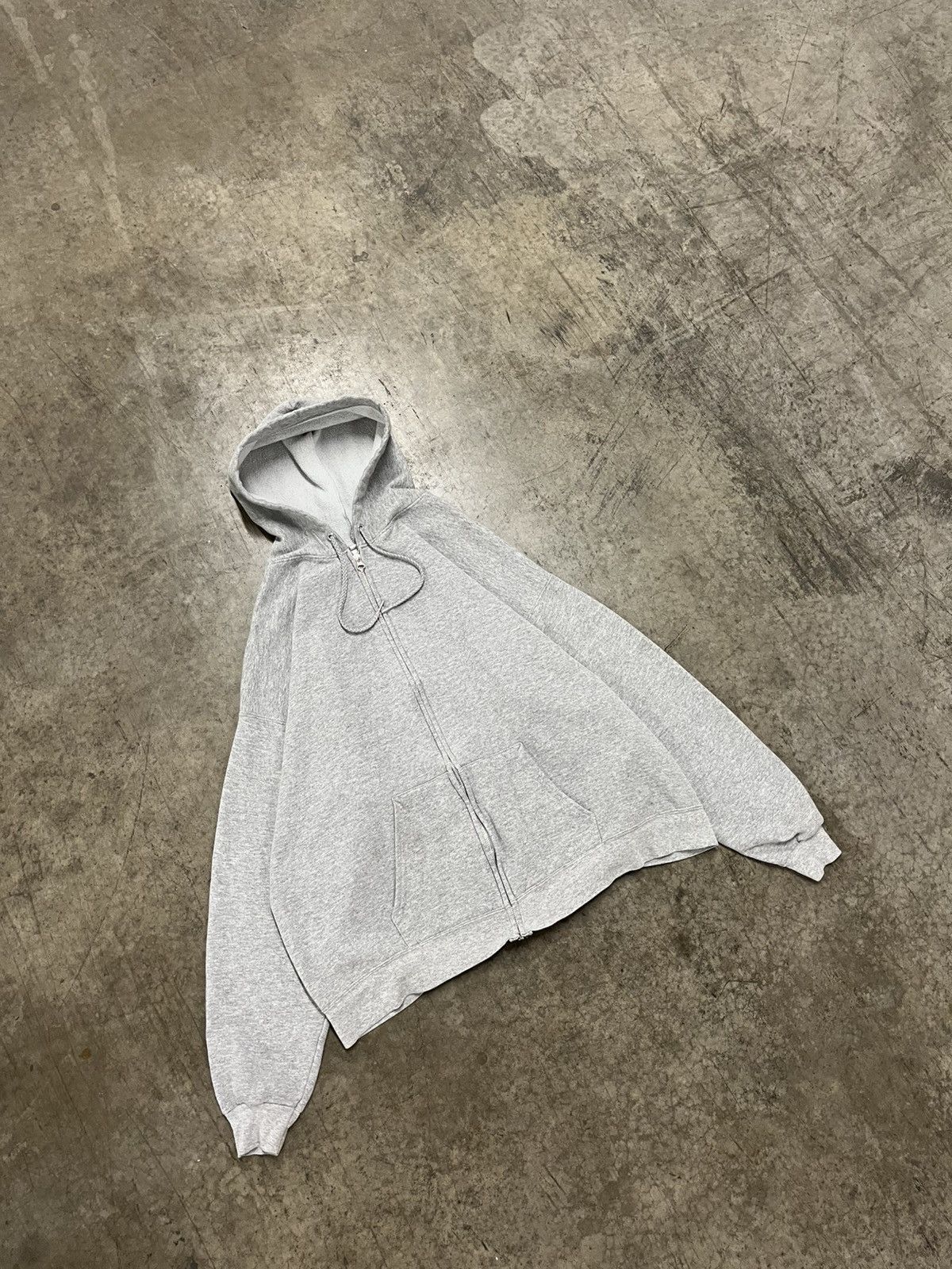 Russell Athletic × Vintage Gray blank zip up boxy fit hoodie skater streetwear hype Size US XL / EU 56 / 4 - 2 Thumbnail