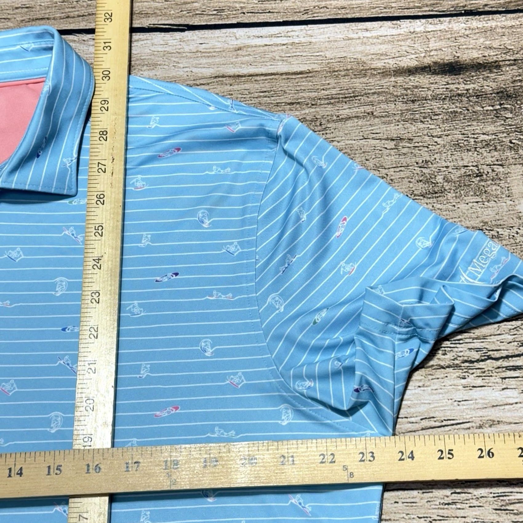 johnnie-O johnnie-O Polo Shirt Mens L Blue Surfing AOP Performance Lightweight Breathable Size US L / EU 52-54 / 3 - 7 Thumbnail