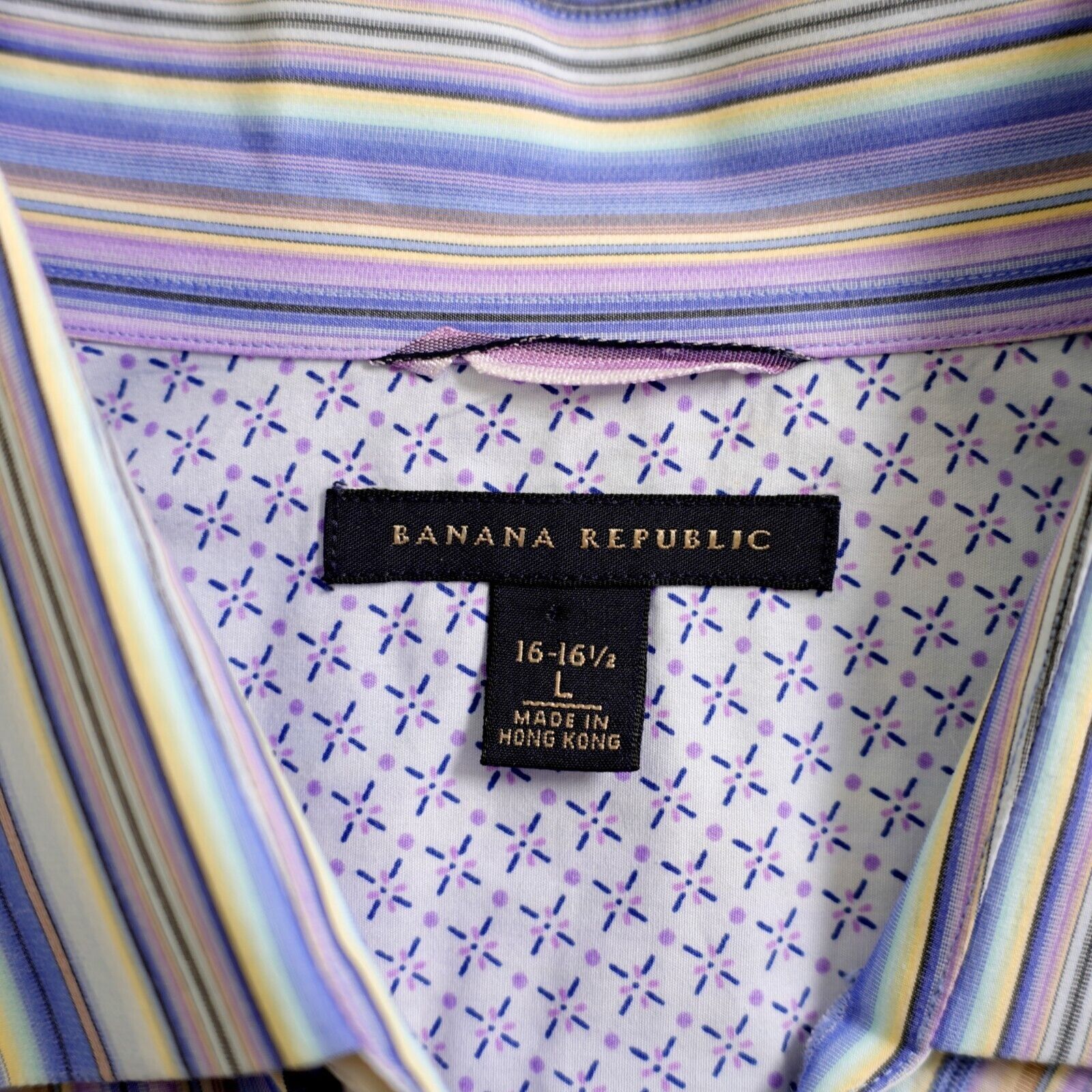 Banana Republic Banana Republic Striped 16-16.5 Large Blue Pink French Cuff Size US L / EU 52-54 / 3 - 8 Thumbnail