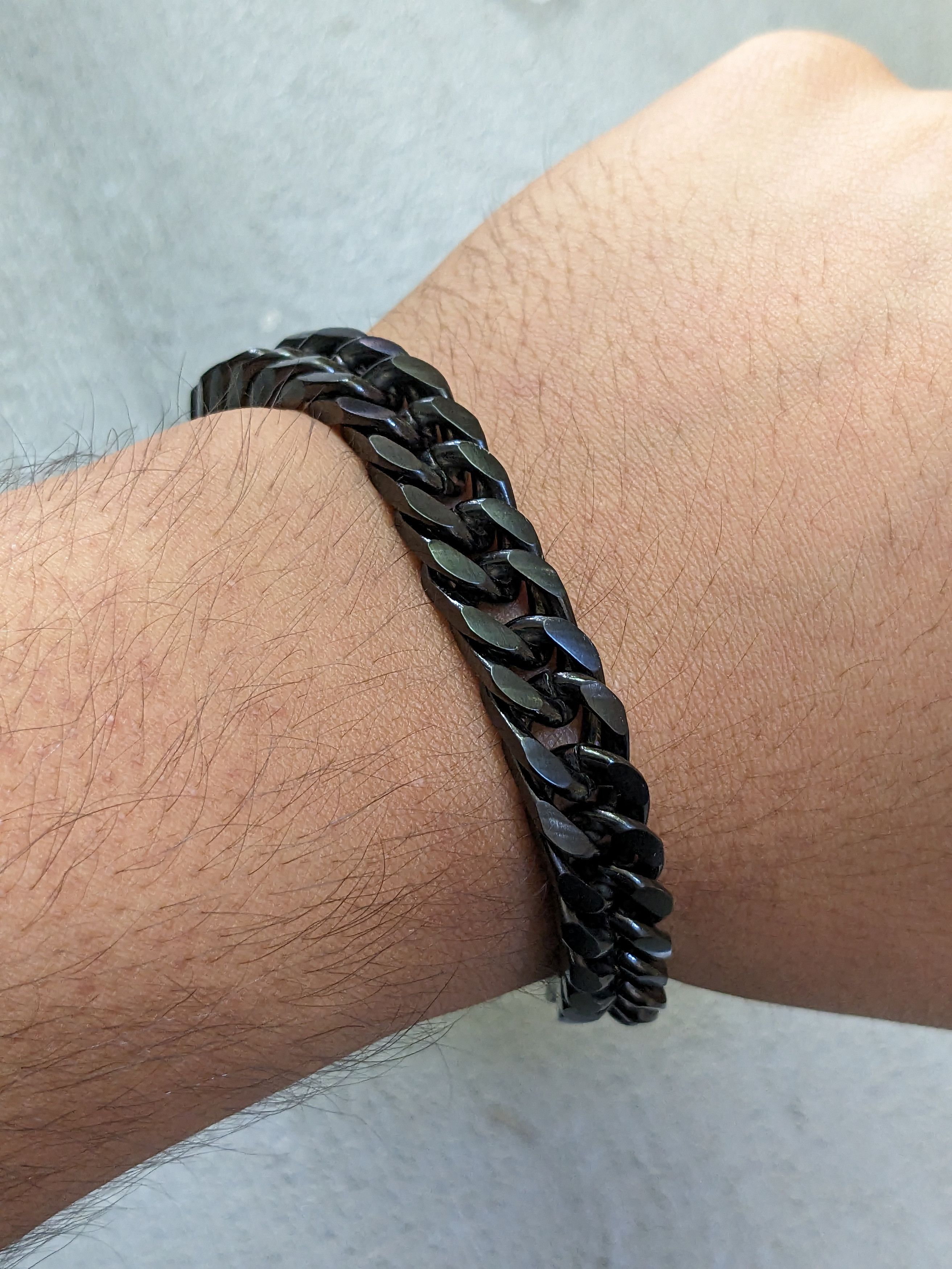 Jewelry Stainless Steel Bracelet Black Cuban Curb 8.75" Biker Punk Size ONE SIZE - 10 Thumbnail