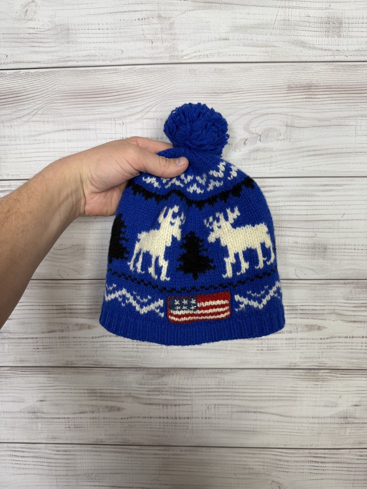Polo Ralph Lauren Vintage Polo Ralph Lauren USA Logo Winter Wool Knit Beanie Size ONE SIZE - 1 Thumbnail