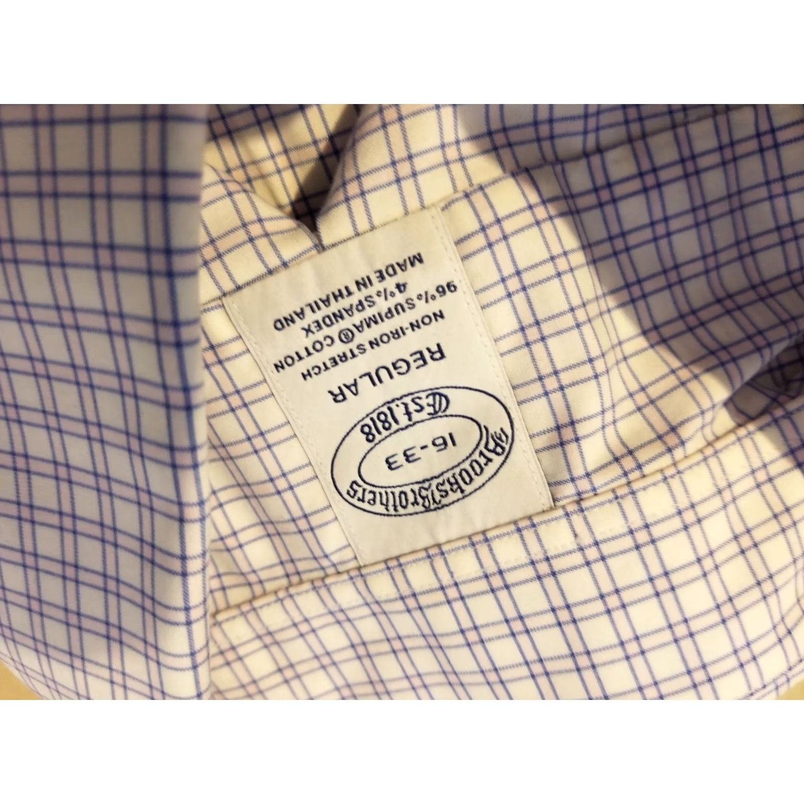 Brooks Brothers VINTAGE? No. Brooks Brothers Dress Shirt 16 33 Blue White Button Cotton 16 Shirt Men Regular Long Sleeve Non-Iron Facility: United States Size 42R - 3 Thumbnail