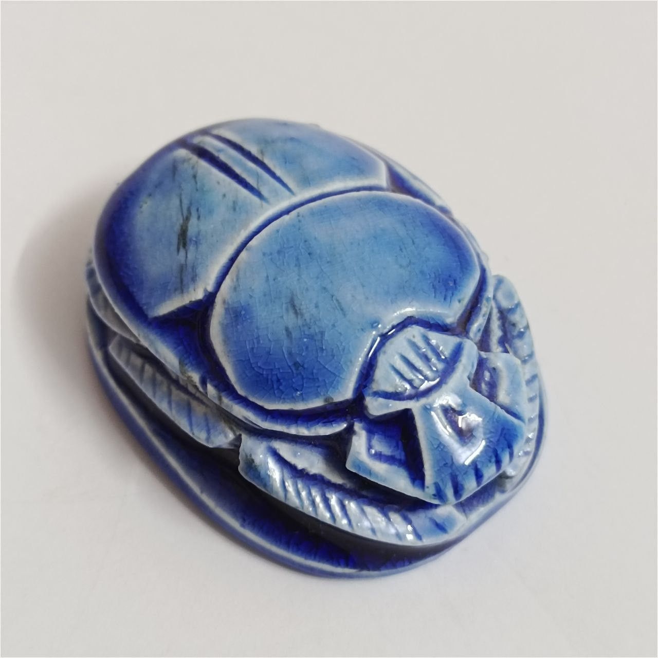 Handmade Handcrafted Egyptian blue scarab – pharaonic artwork Size ONE SIZE - 2 Thumbnail