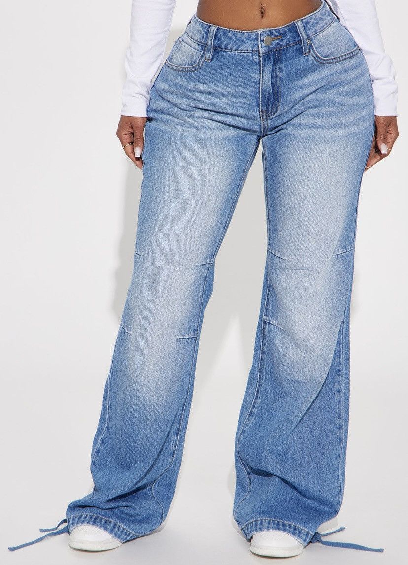 Fashion Nova Back for more Ankle tie Straight leg Jean | Medium Wash Size 36" / US 14 / IT 50 - 1 Thumbnail