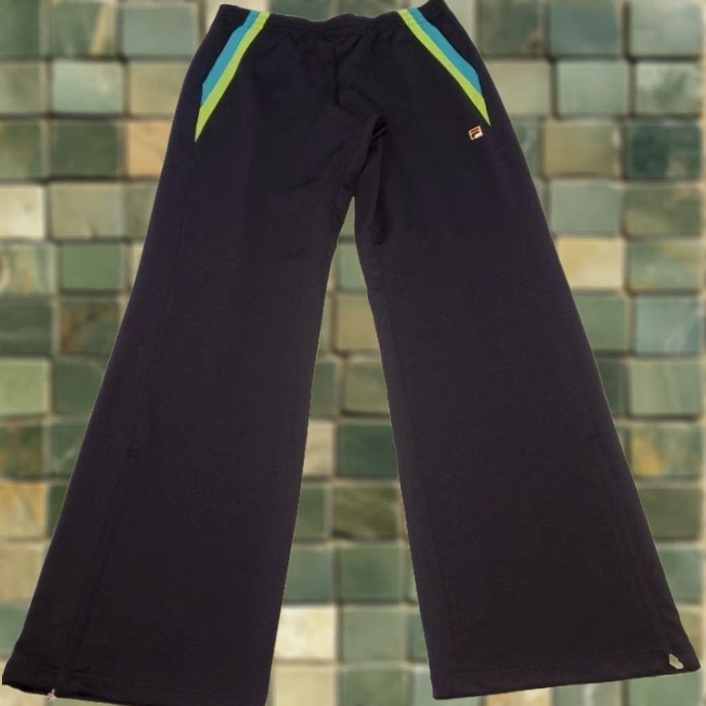 Fila VINTAGE FILA Sport Retro Jogger Track Pants Nylon Ankle Zipper Ladies XL Navy BLUE Wide-Leg New with Tags Women Track Pants Size 40" / US 18 - 1 Thumbnail
