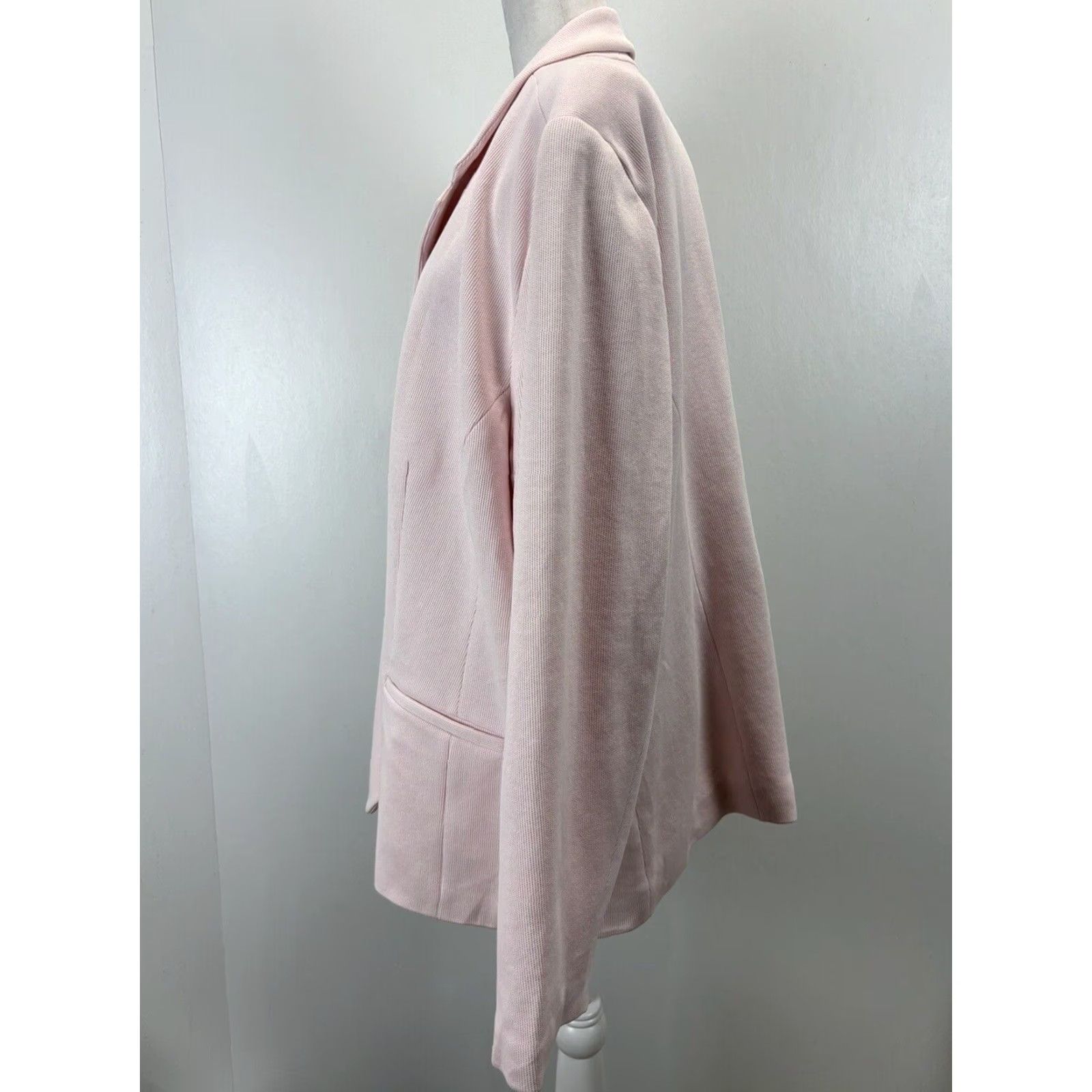 Talbots Talbots Plus Size 26W Pale Pink Knit Blazer Jacket Lined Long Sleeve Womens 100% Cotton Size 4XL / US 24-26 - 2 Thumbnail