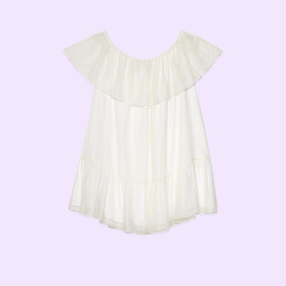 Gucci o1s1wg111025 Silk Cotton Chiffon Mini Dress in White Size M / US 6-8 / IT 42-44 - 1 Thumbnail