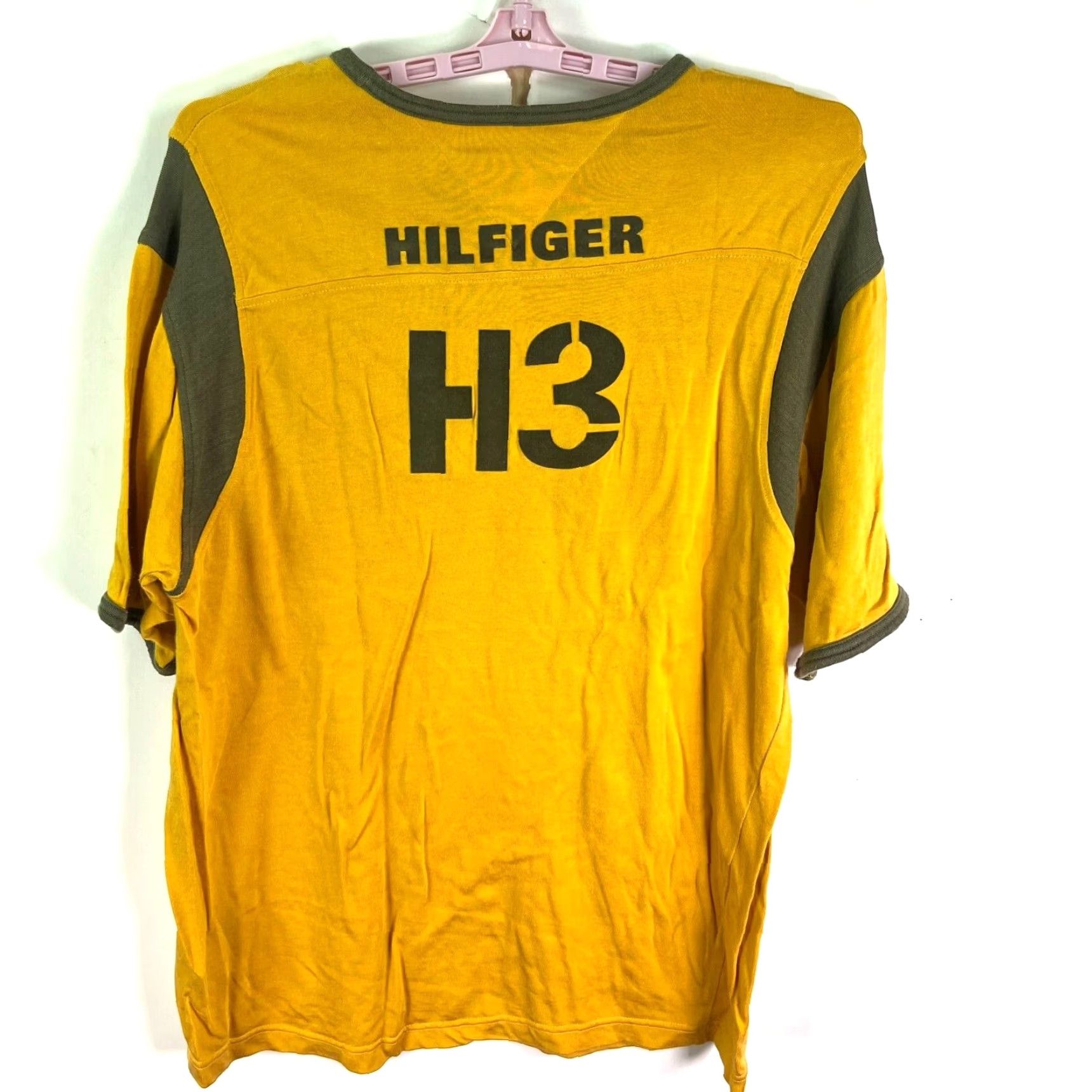 Tommy Hilfiger Tommy Hilfiger HS Jersey T-Shirt Mens XL Yellow Distressed Vintage Jersey Striped Embroidered Logo 5 Seconds of Summer Womens? Size US XL / EU 56 / 4 - 6 Thumbnail