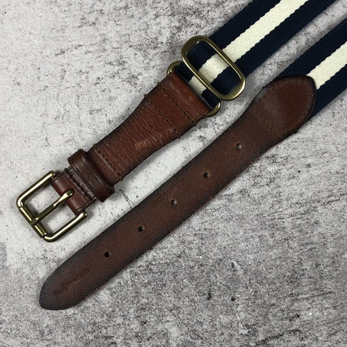 Polo Ralph Lauren Vintage 90s Polo Ralph Lauren Striped Leather Belt Size ONE SIZE - 6 Thumbnail