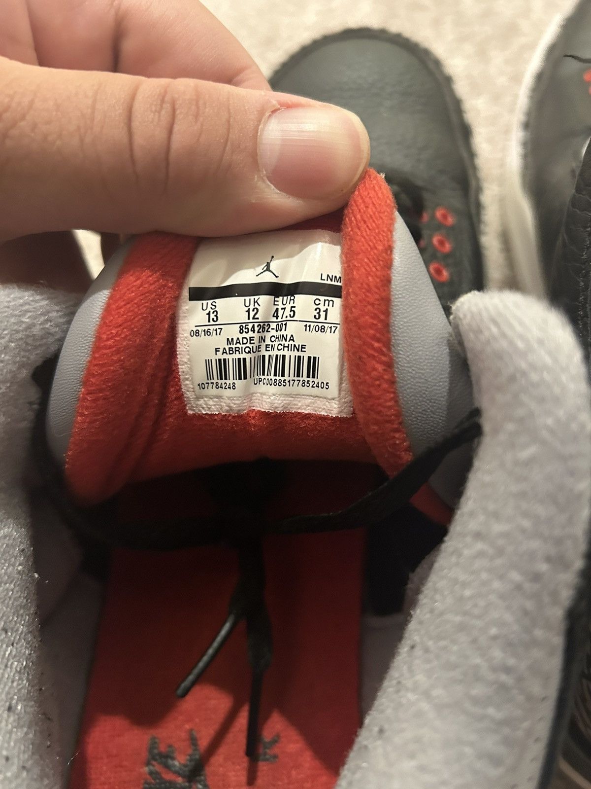 Jordan Brand Nike air Jordan black cement 3s 2018 Size US 13 / EU 46 - 6 Thumbnail
