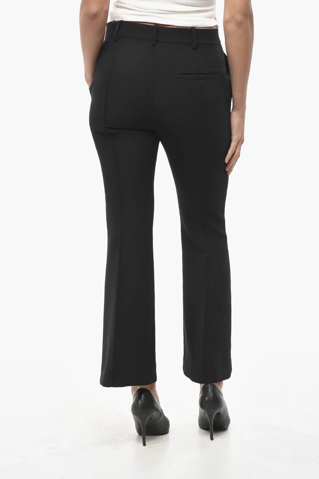 Bottega Veneta og1mm0426 Flared Fit Wool Pant in Black Size 27" / US 4 / IT 40 - 2 Thumbnail
