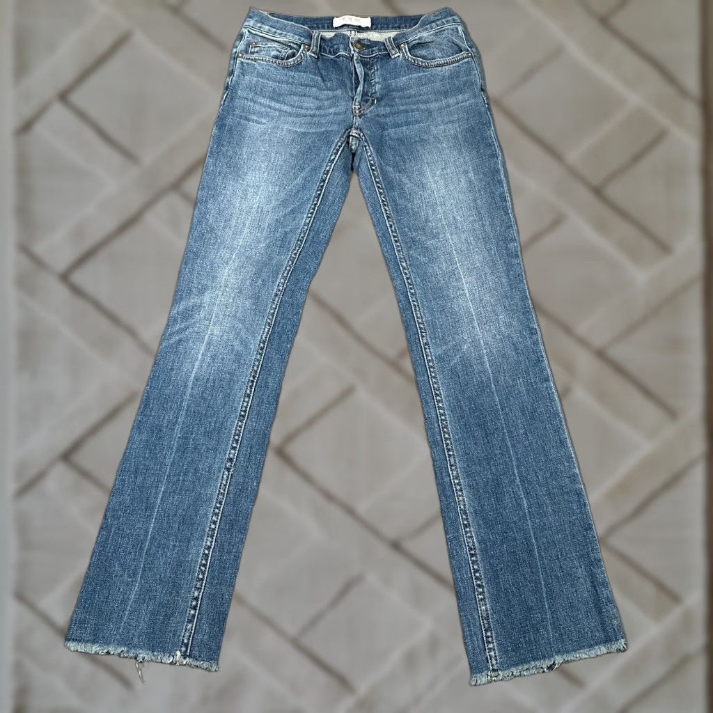 Vintage We The Free Jeans Women’s 25 Blue Medium Wash Frayed Raw Hem Button Fly Regular Fit 90s Style Size 42" / US 20 - 1 Thumbnail