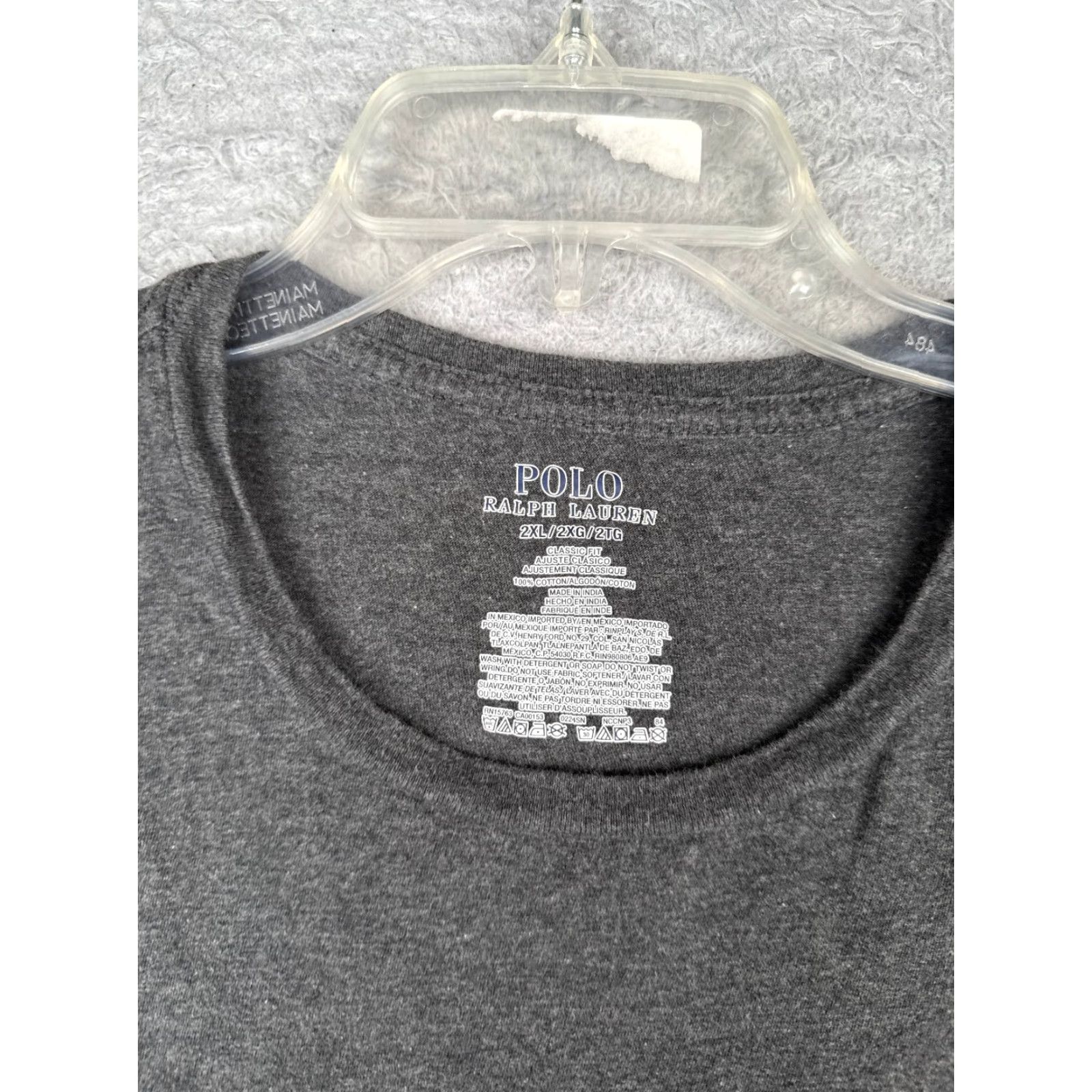 Ralph Lauren Polo Ralph Lauren Shirt Mens 2XL Gray Crew Neck Short Sleeve Cotton Jersey Embroidered Logo Classic Slim Fit Size US XXL / EU 58 / 5 - 6 Thumbnail