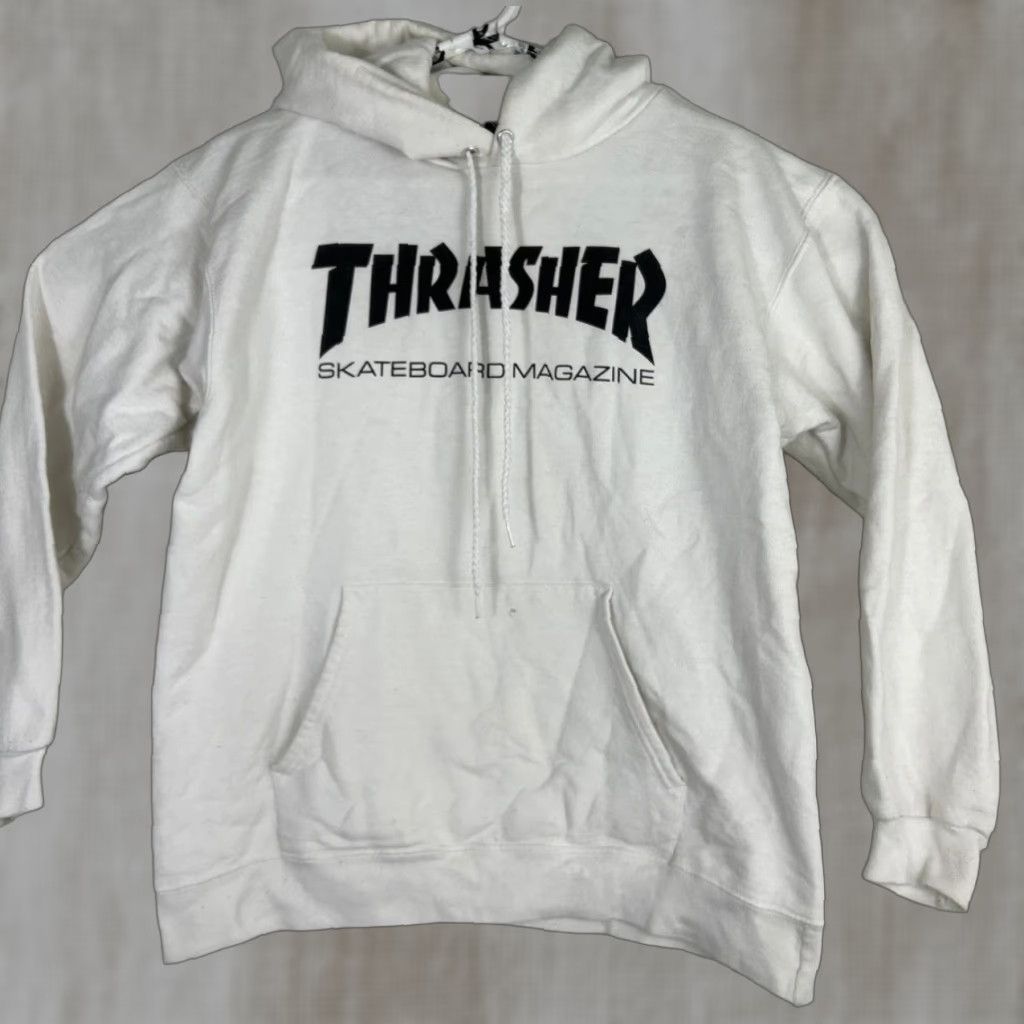 Thrasher Thrasher Hoodie Mens Small White Flaw Small Hole Pullover Hoodie Skateboarding Mag Tee? Size US S / EU 44-46 / 1 - 1 Thumbnail