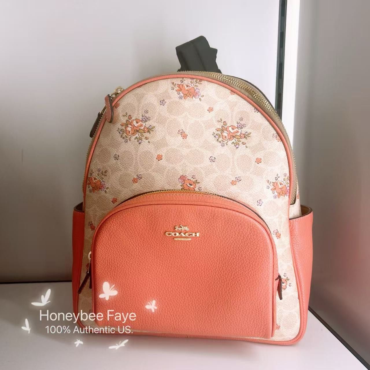 Court Backpack In Signature Canvas With Floral Print CAS40