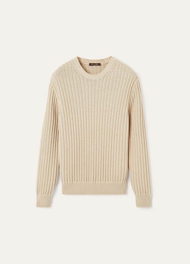 Loro Piana o1w1db10126 FAO9863 Moltrasio Crewneck Sweater in Beige Size US L / EU 52-54 / 3 - 1 Thumbnail