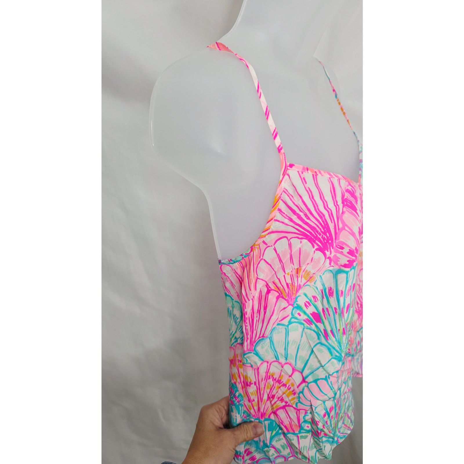 Lilly Pulitzer Lilly Pulitzer 100% Silk Oh Shello Dusk Spaghetti Strap Top Size XXS / US 00 / IT 34 - 6 Thumbnail