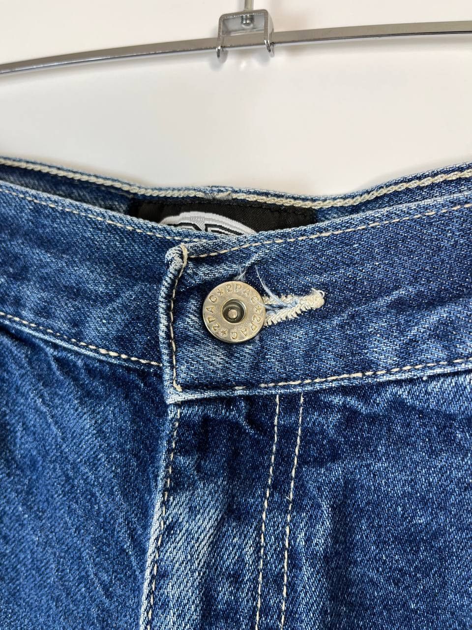 Other VINTAGE 2P Jeans Blue Denim Embroidered Logo Baggy Sz 30 Size US 30 / EU 46 - 3 Thumbnail