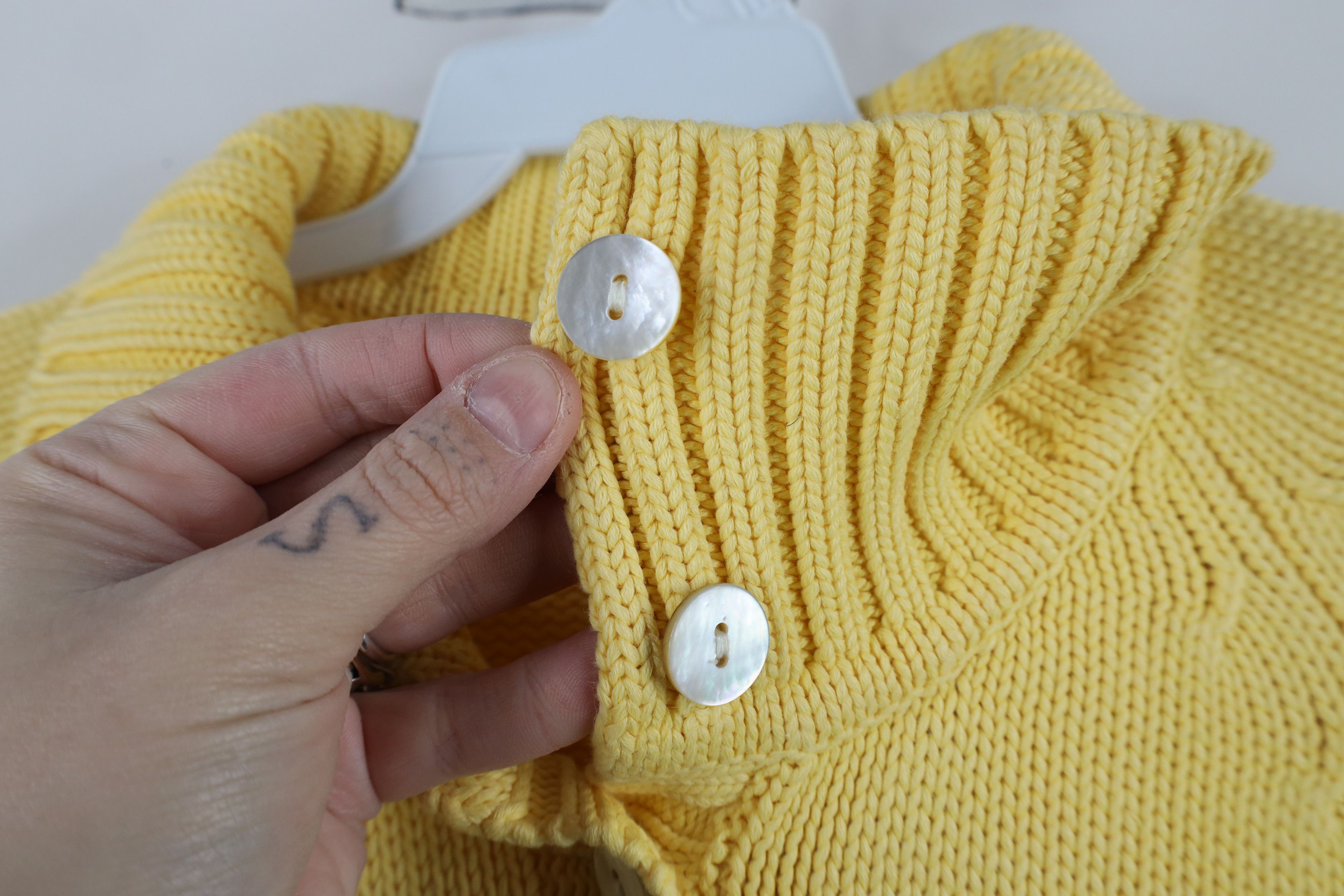 Lands' End × Vintage Vintage 90s Lands End Knit Cardigan Sweater Yellow Japan Size XL / US 12-14 / IT 48-50 - 4 Thumbnail