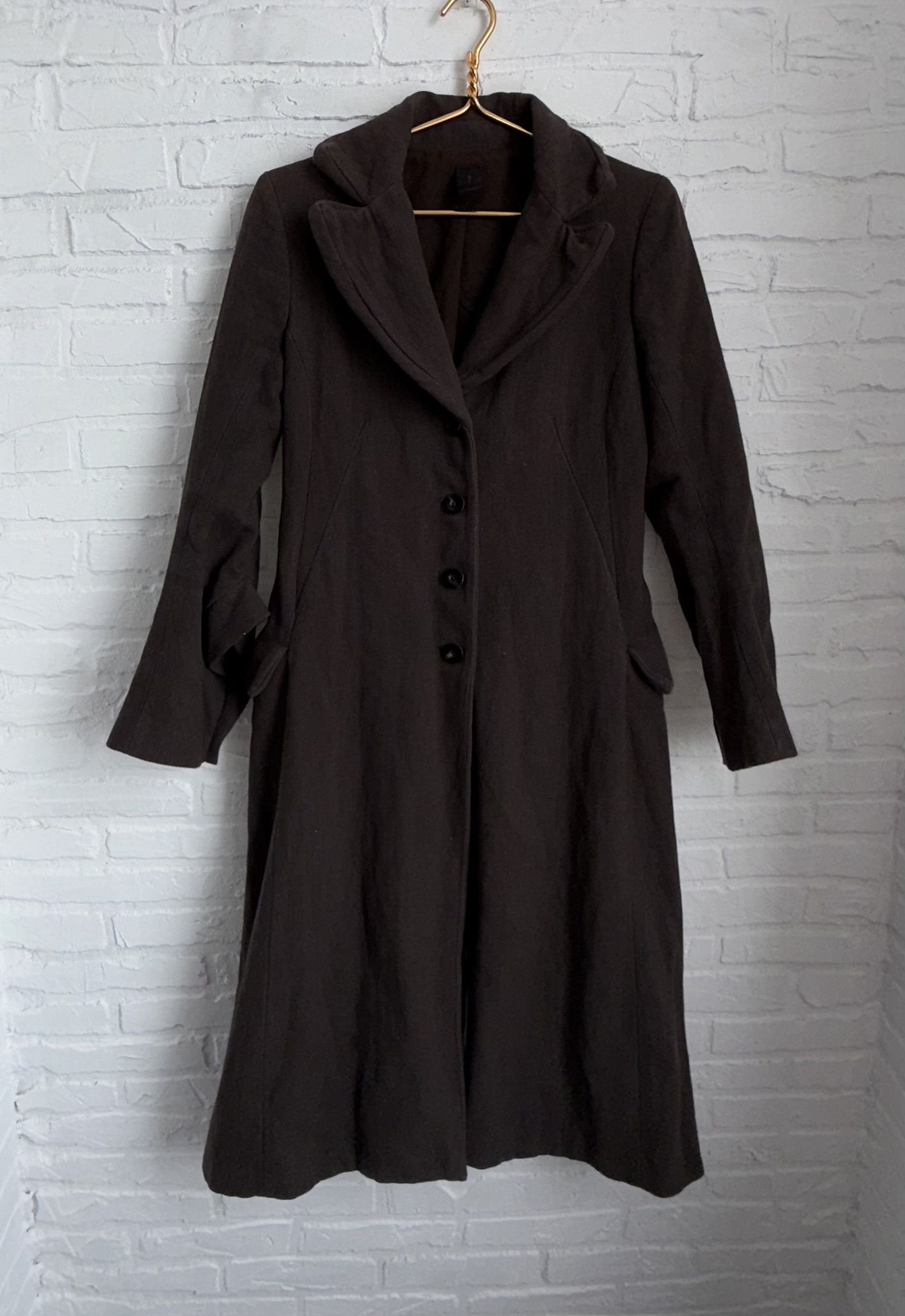 Masnada avant-garde long wool brown coat